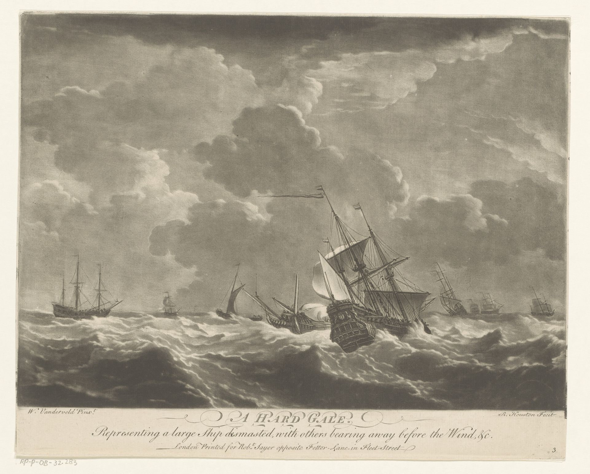 Marineschepen op hoge golven by Richard Houston