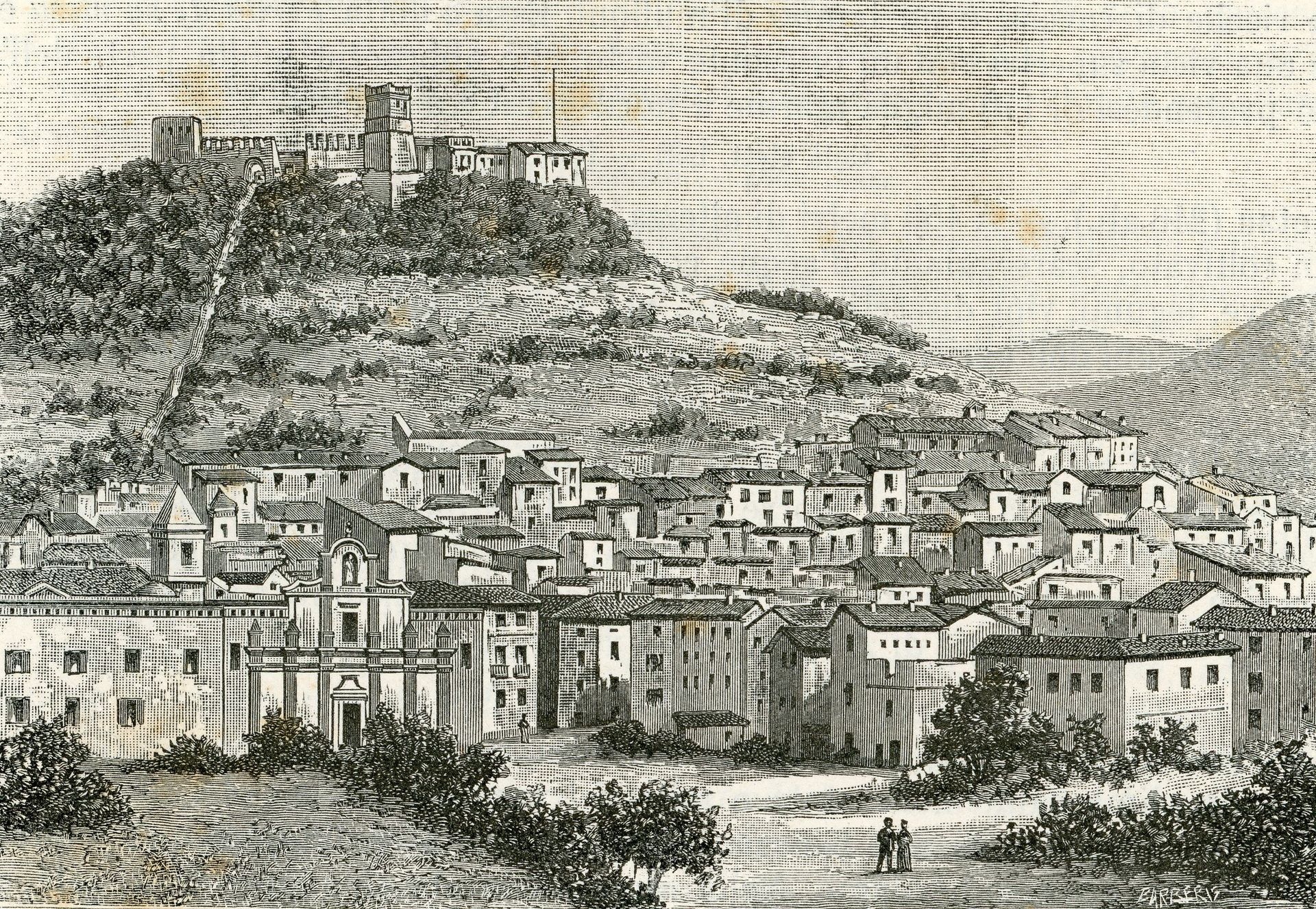 Veduta Del Paese E Del Soprastante Castello Dei Malaspina by Giuseppe Barberis