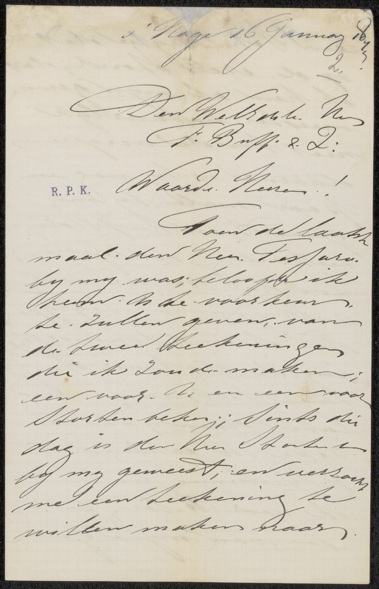 Brief aan Frans Buffa en Zonen by Willem Maris