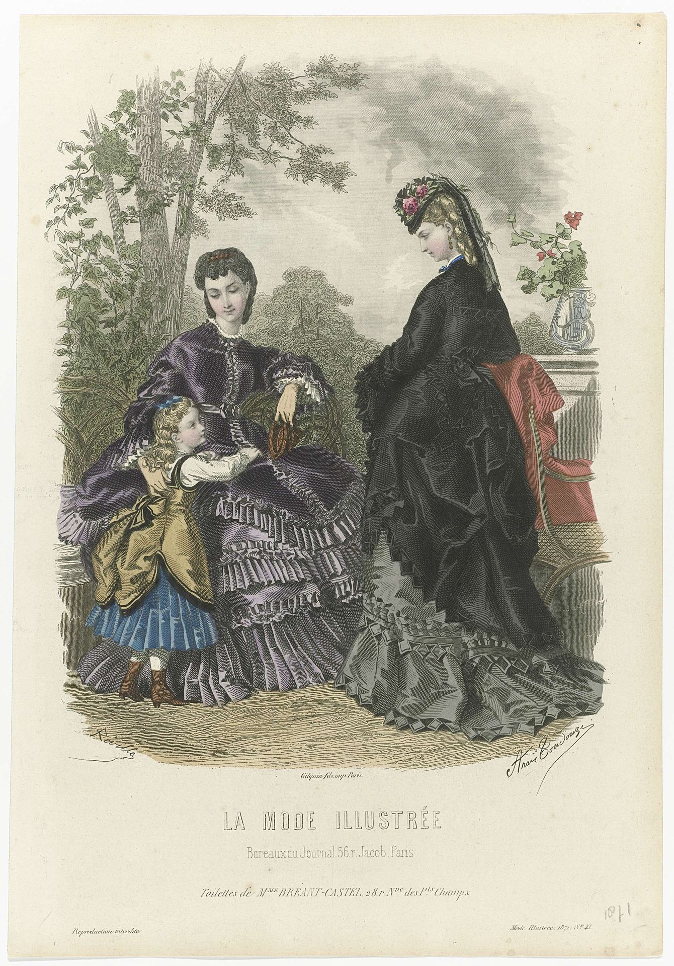 La Mode Illustrée, 1871, No. 41: Toilettes de Mme Breant-Castel (...) by Jean-Baptiste Réville