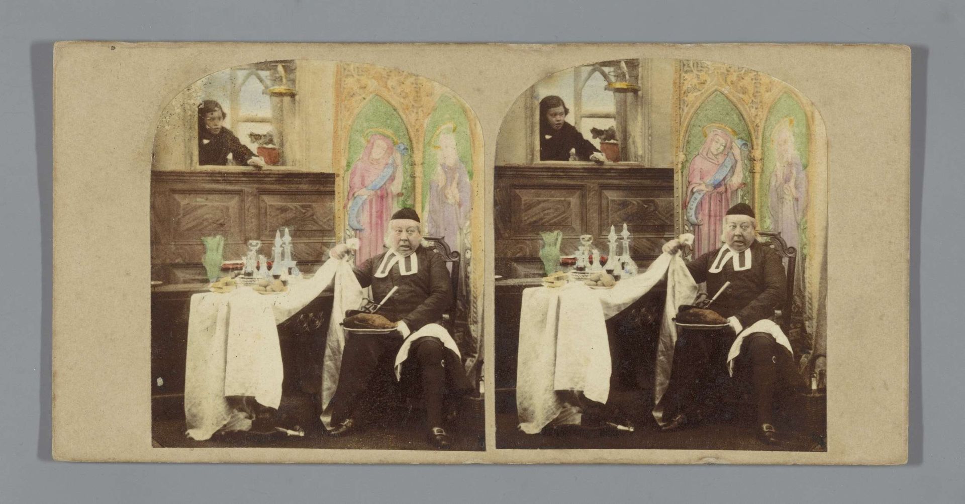 Een priester verstopt eten op vastendag, een misdienaar betrapt hem by Hablot Knight Browne