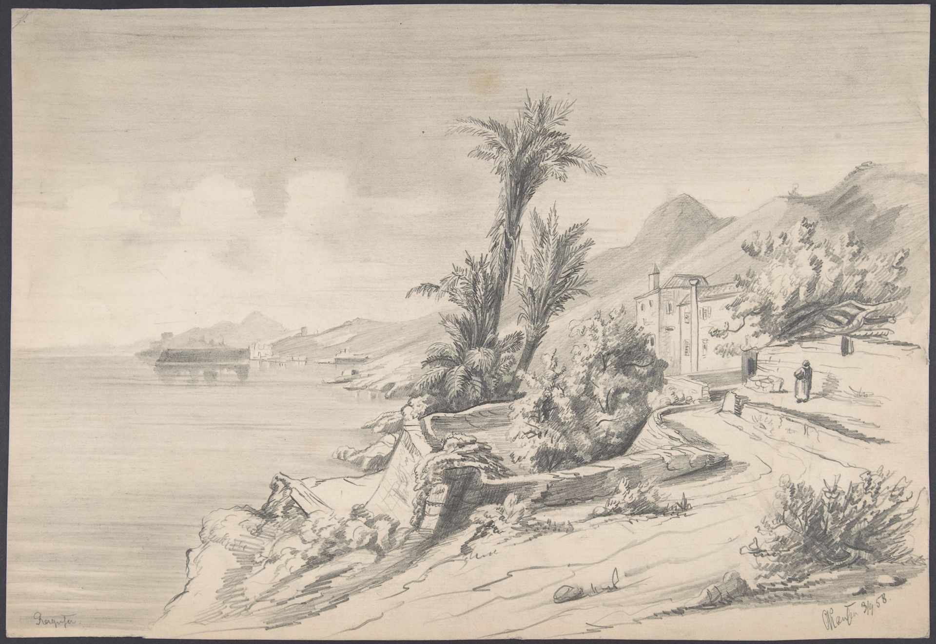 Mediterranean landscape (recto); Mountains (verso) by Alexandre Calame