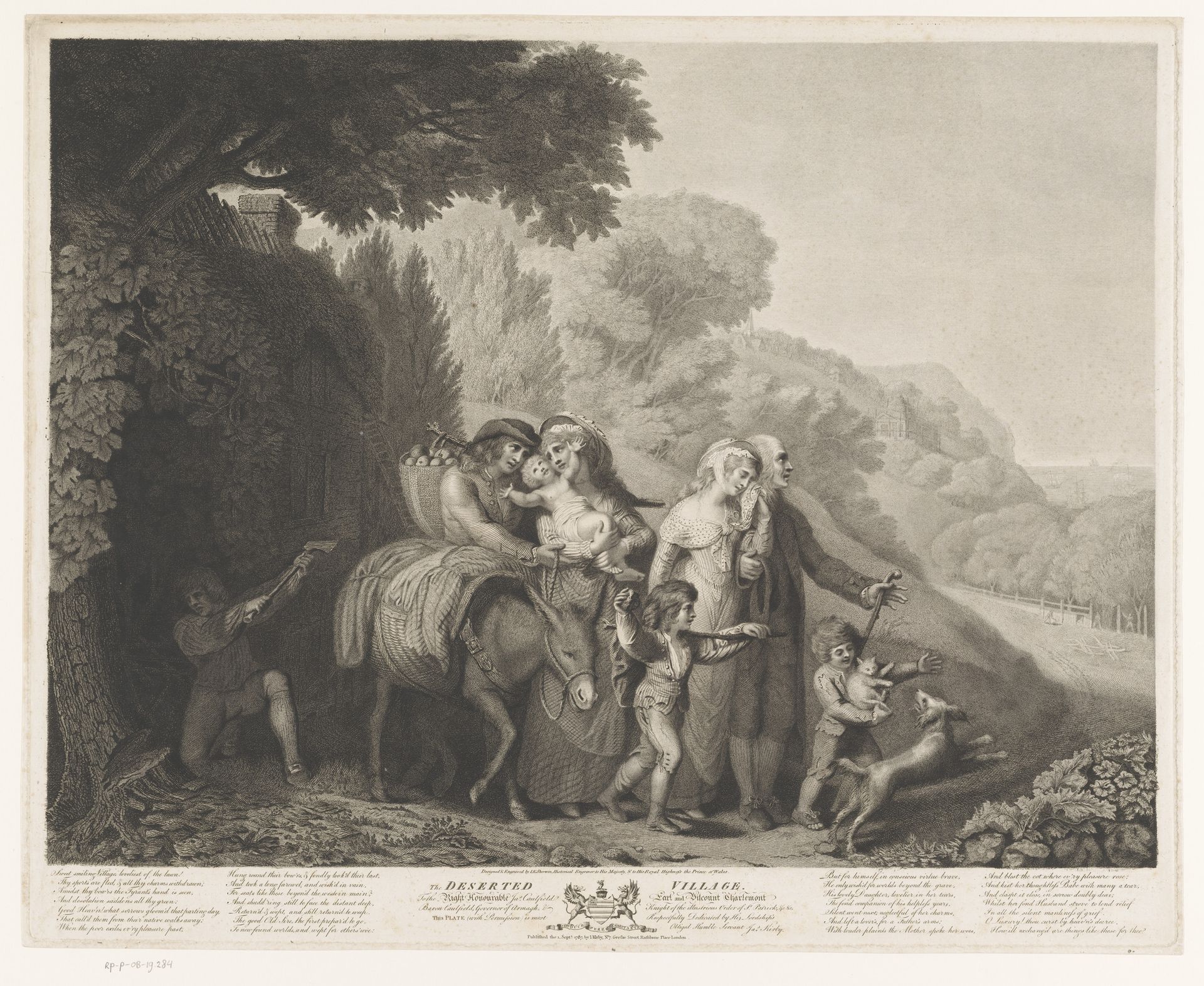 Twee families en een ezel lopen op een pad by John Keyse Sherwin