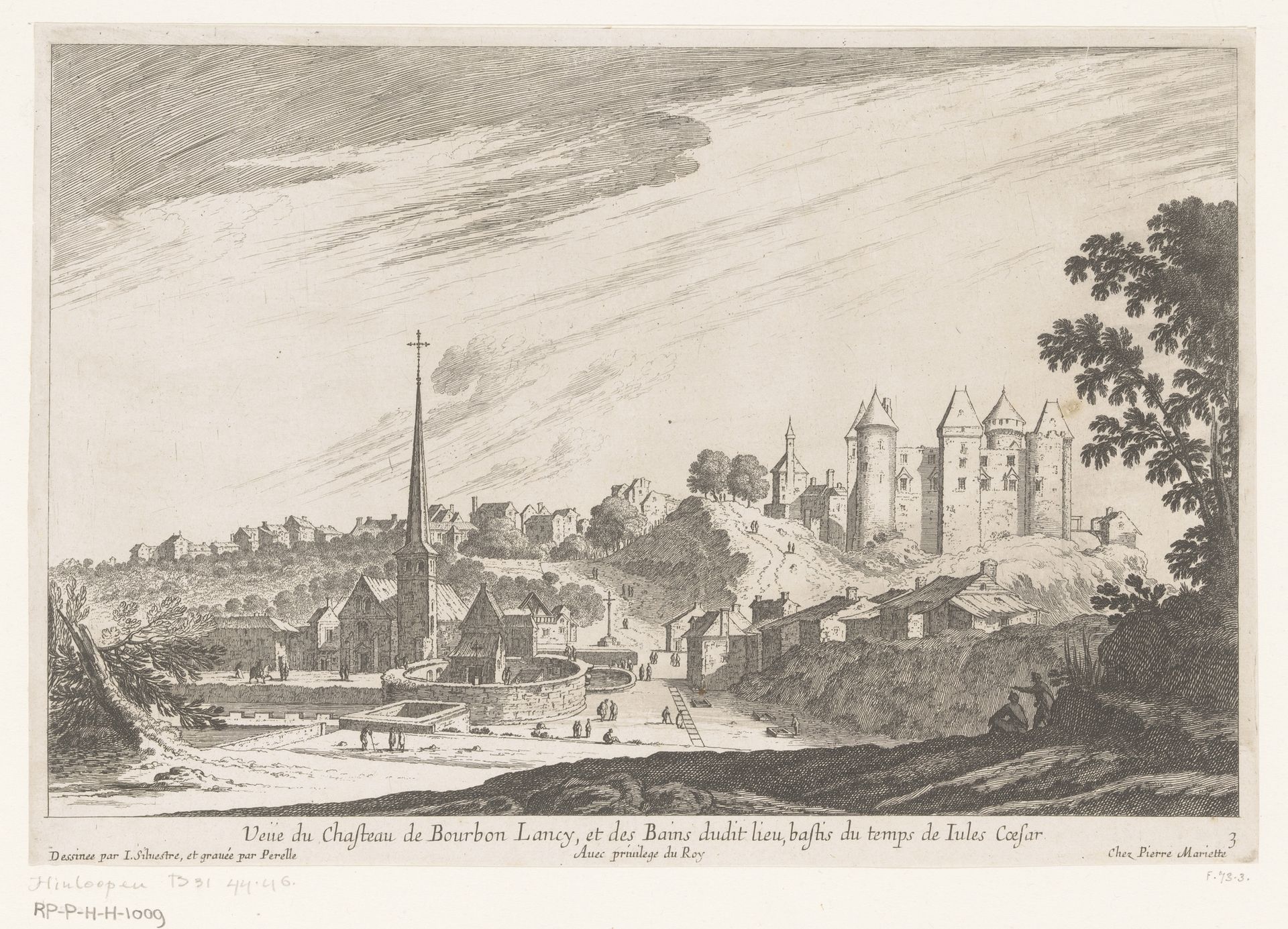 Gezicht op het kasteel en de baden van Bourbon-Lancy by Nicolas Perelle