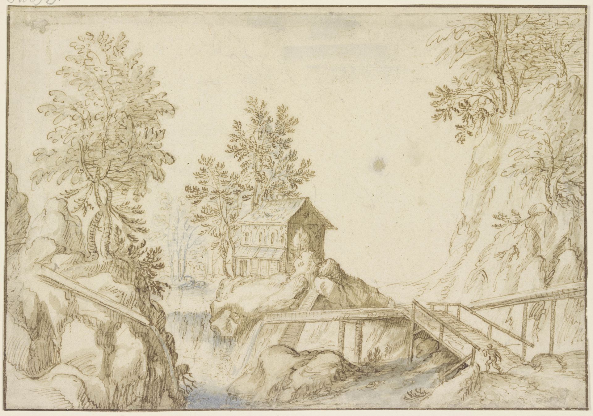 Gebirgige Landschaft mit Wasserfall by Roelant Savery