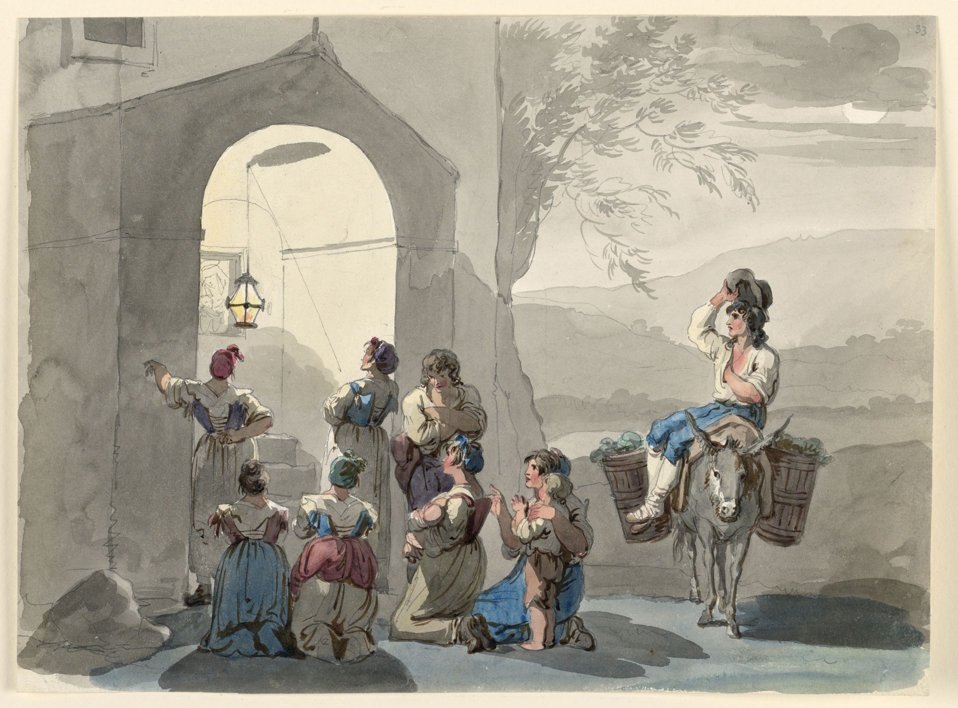 Ave Maria at Tivoli by Bartolomeo Pinelli