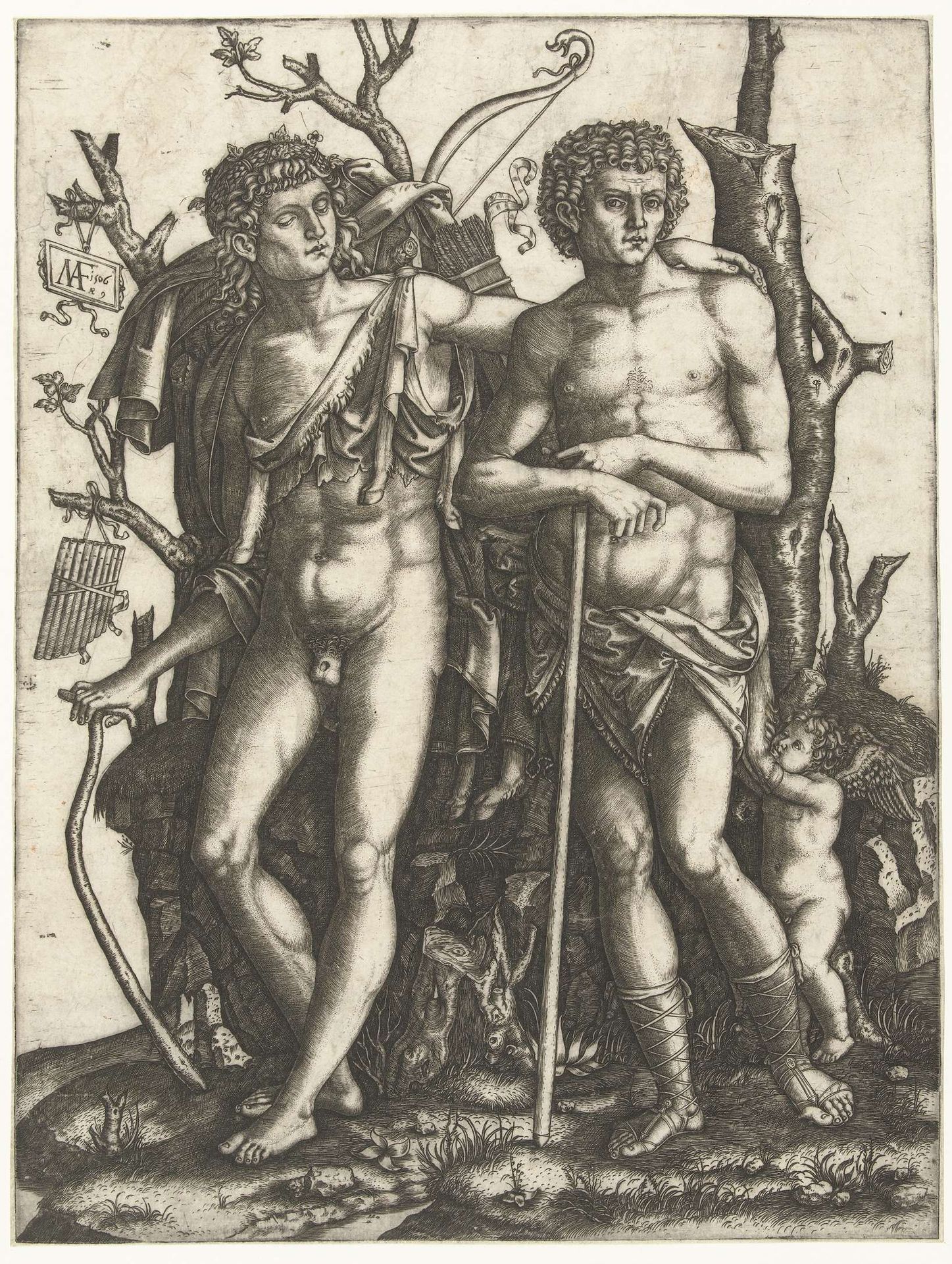 Apollo en Hyacinthus by Marcantonio Raimondi