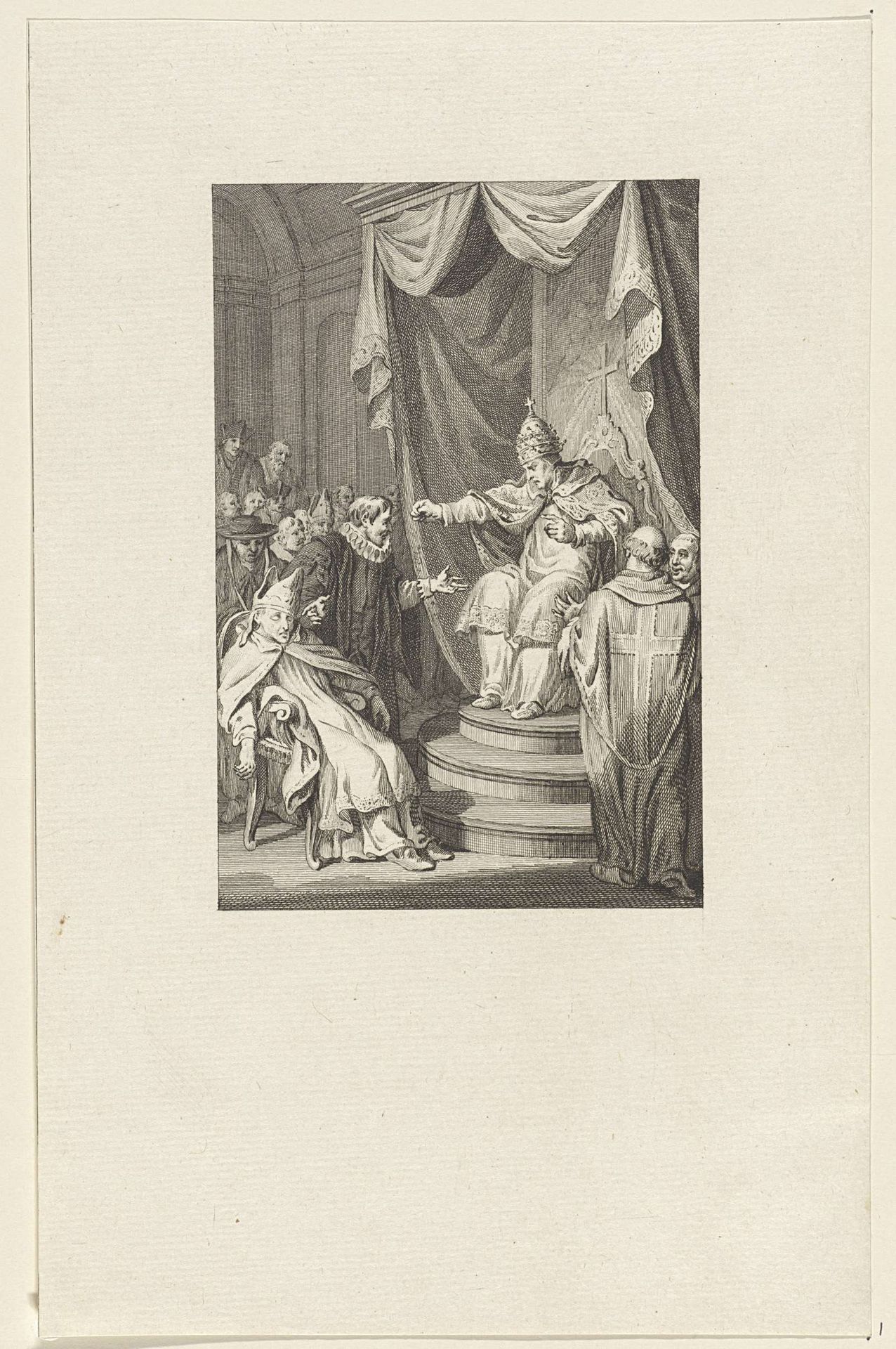 Paus Stephanus VI (VII) veroordeelt het lijk van paus Formosus by Reinier Vinkeles