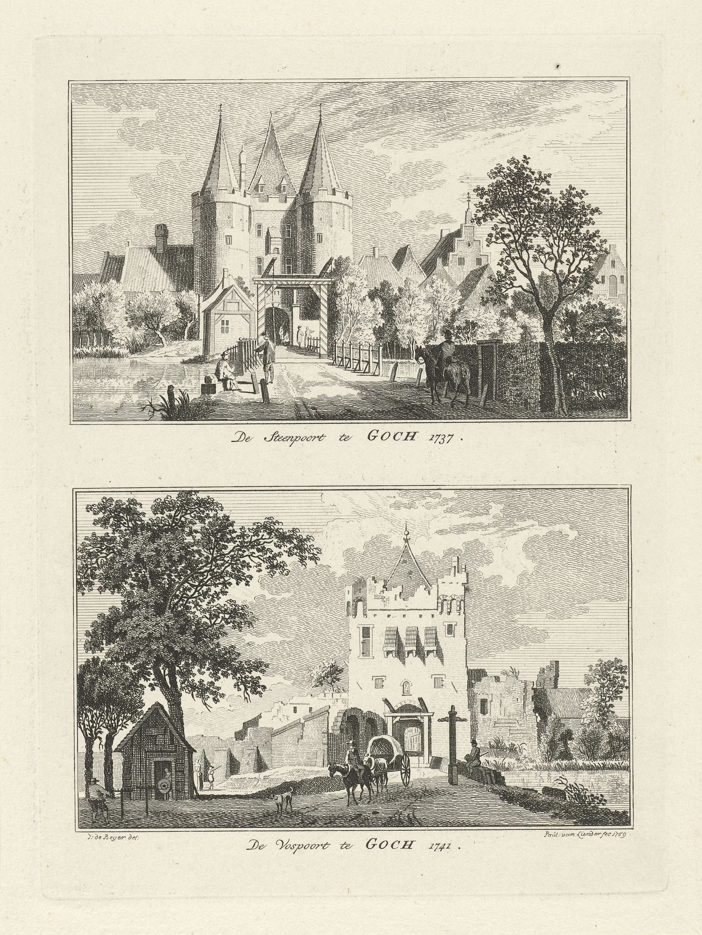 Steenpoort en Vospoort te Goch, 1737-1741 by Paulus van Liender