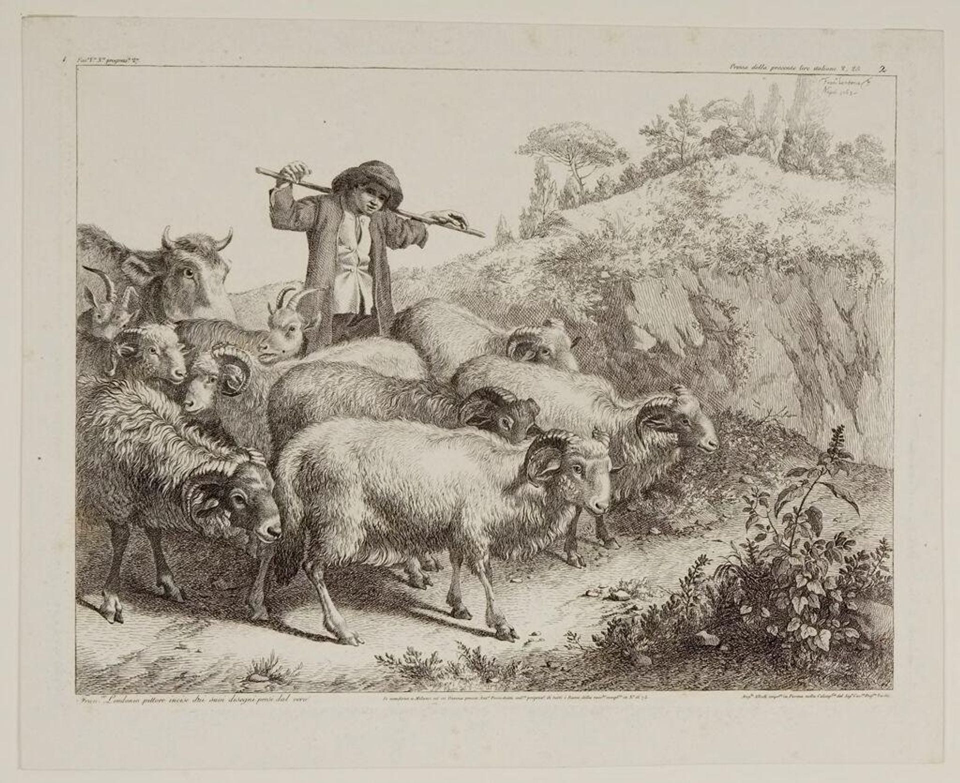 Shepherd Driving a Flock by Francesco Londonio
