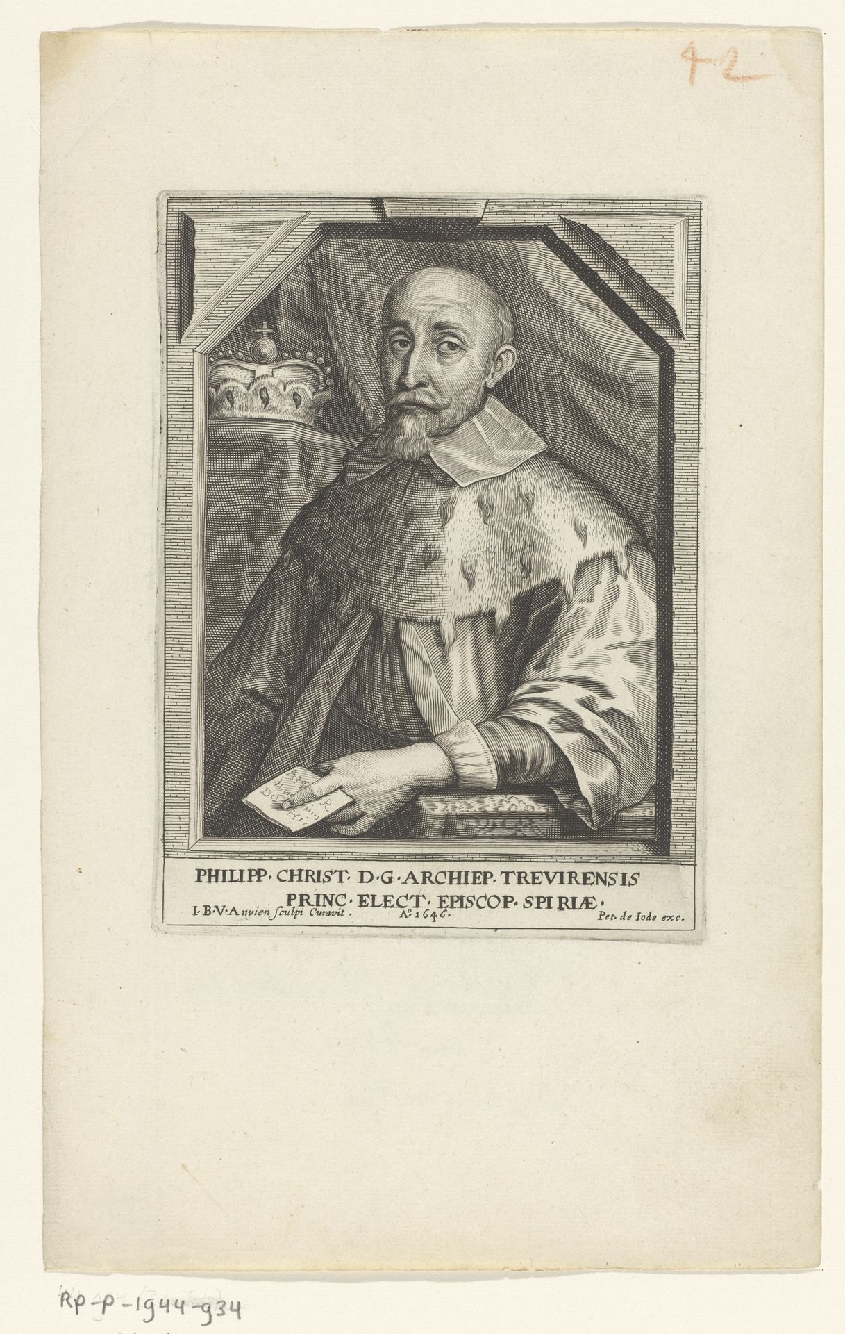 Portret van Philip Christoph von Sötern by J.B. van Anvien