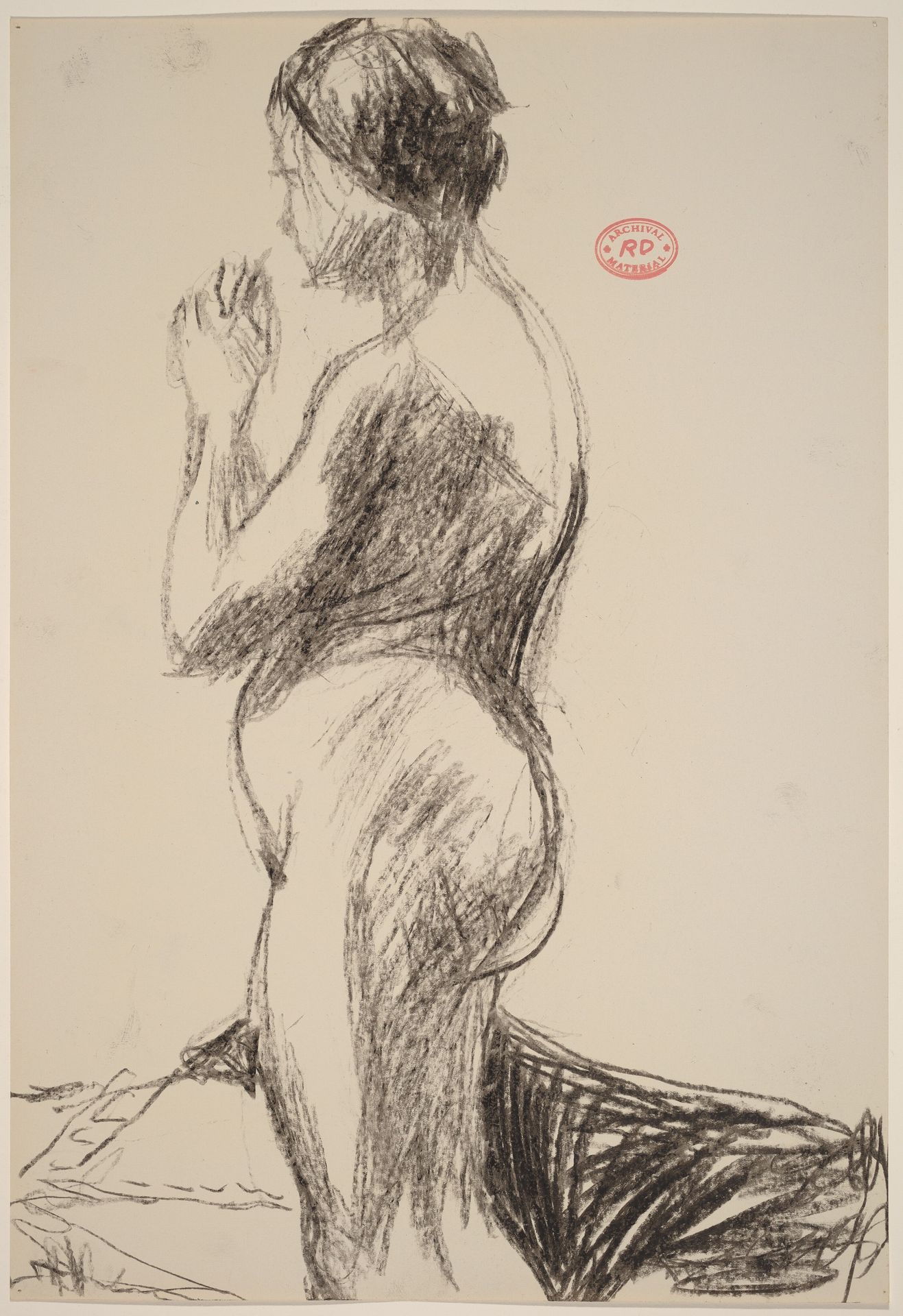 Untitled [side view of a female nude with hands clasped] by Richard Diebenkorn