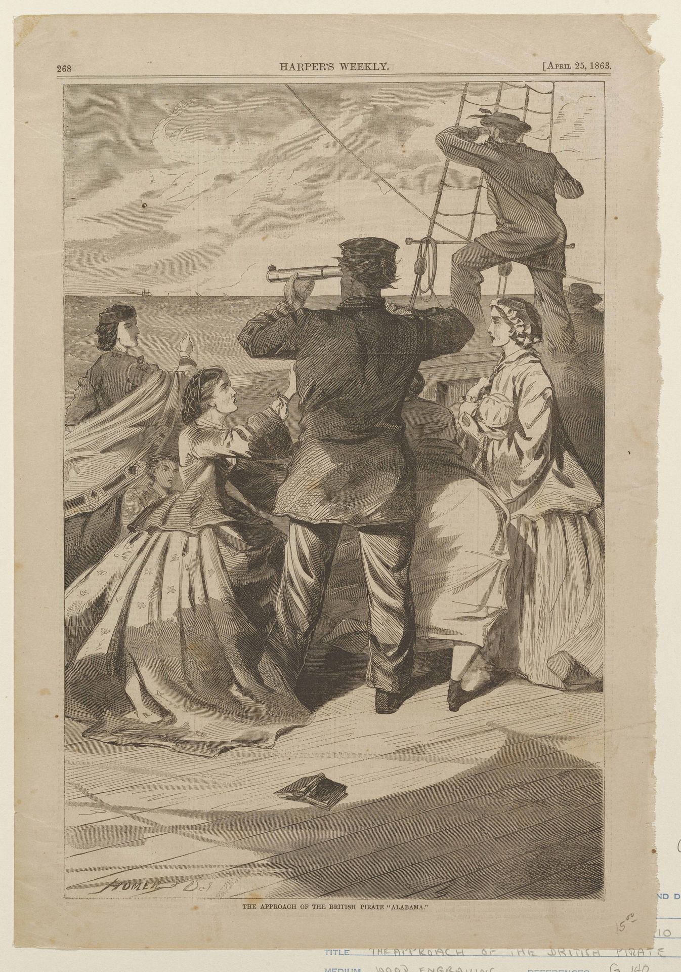 The Approach of the British Pirate -Alabama- by Winslow Homer