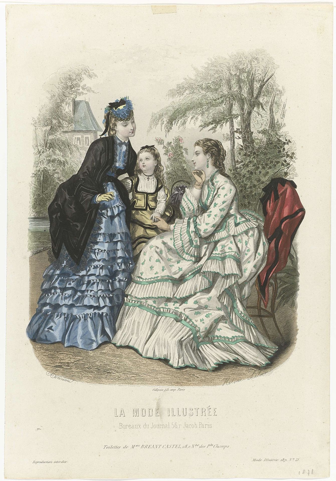 La Mode Illustrée, 1871, No. 21: Toilettes de Mme Breant Castel (...) by J. Bonnard