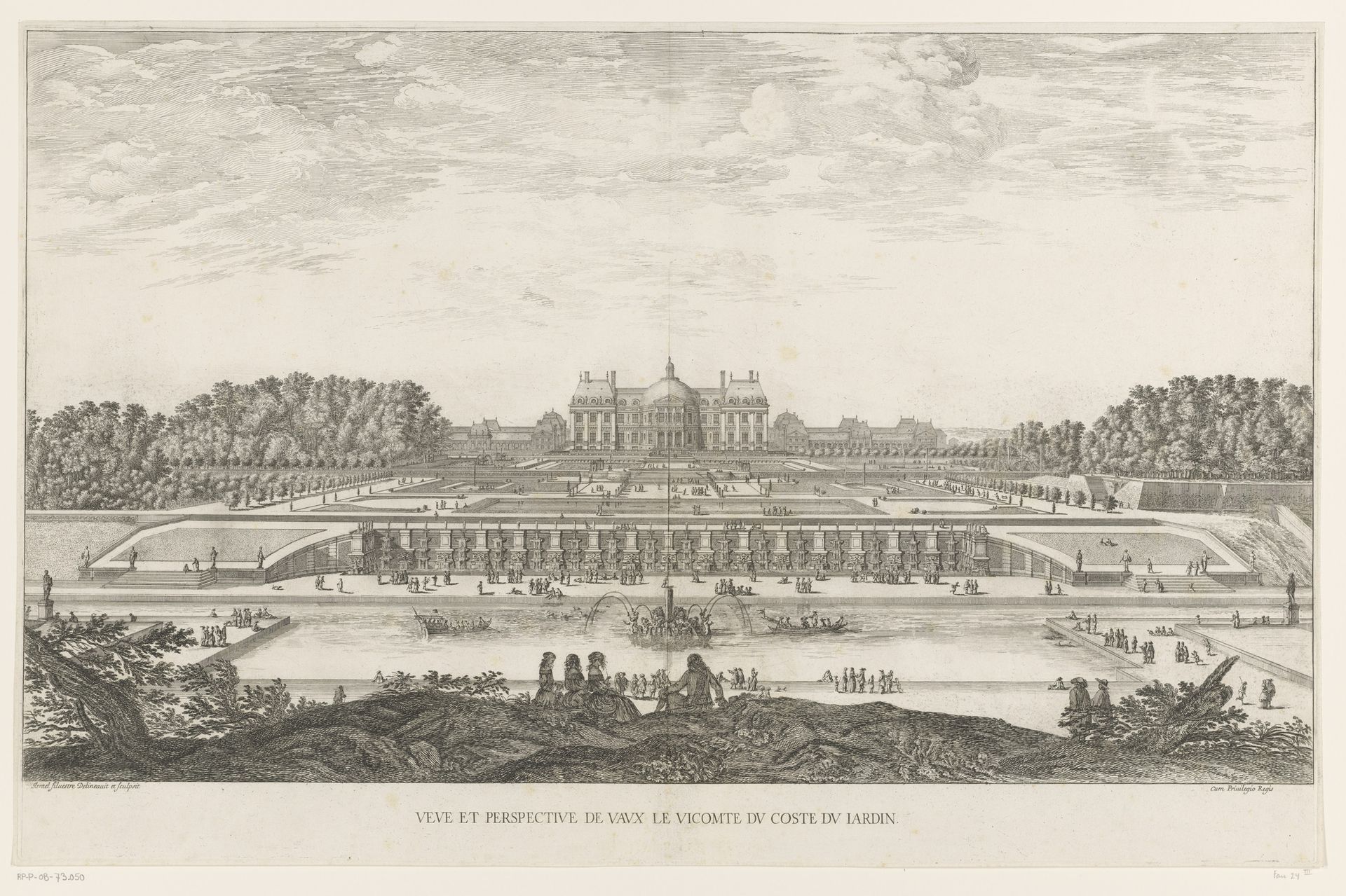 Gezicht op Vaux-le-Vicomte en de tuinen by Israel Silvestre