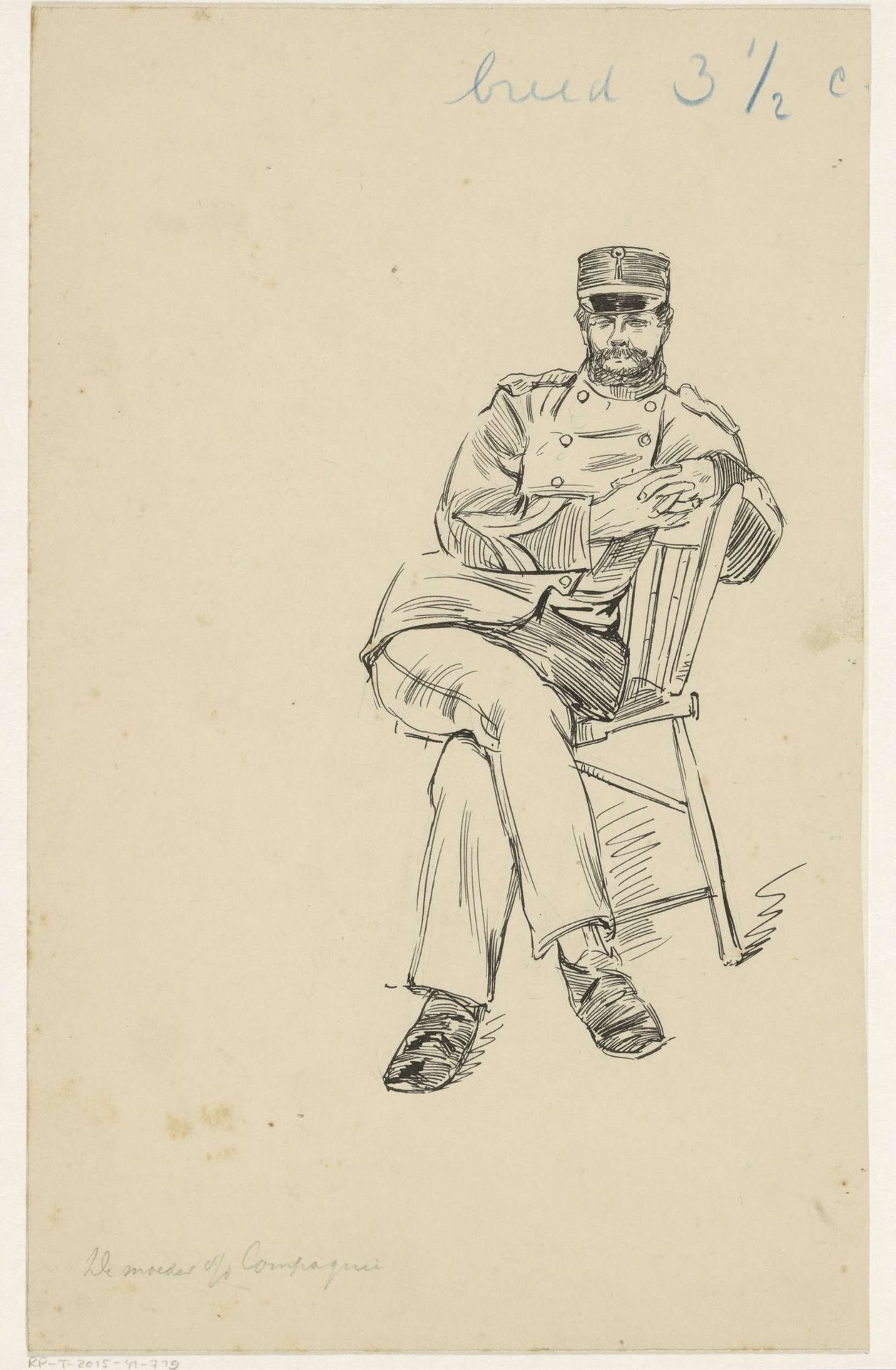 Militair zittend op een stoel by Heinrich M. Krabbé