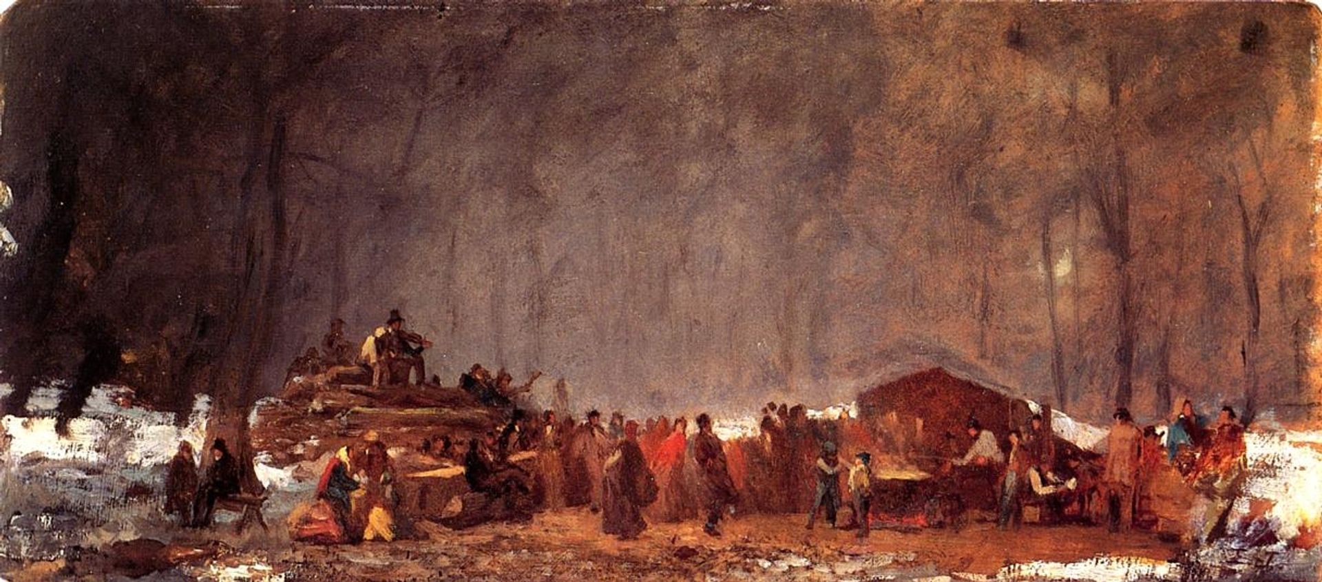 The Maple Sugar Camp. Turning Off by Eastman Johnson
