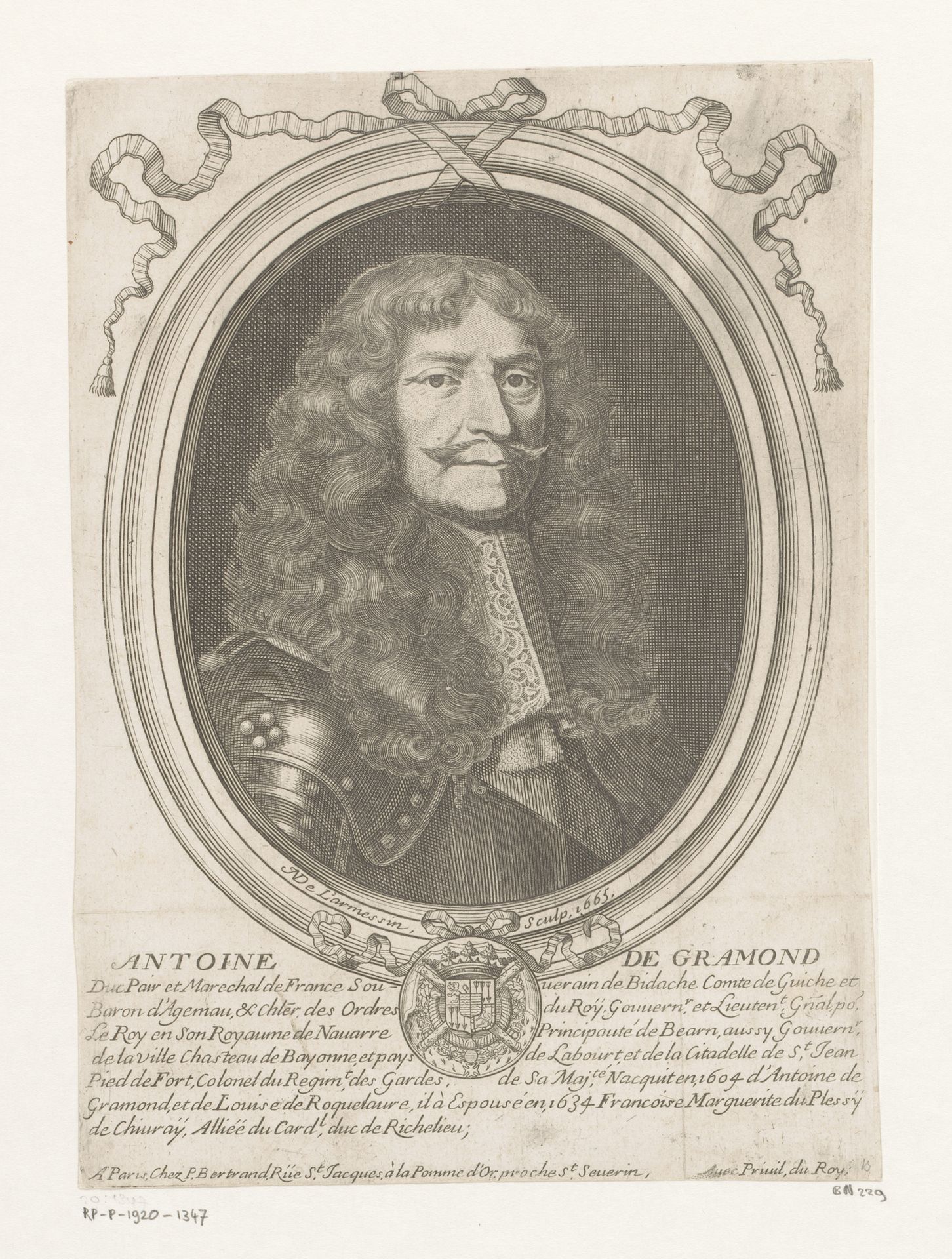 Portret van Antoine III, hertog van Gramont by Nicolas de (I) Larmessin