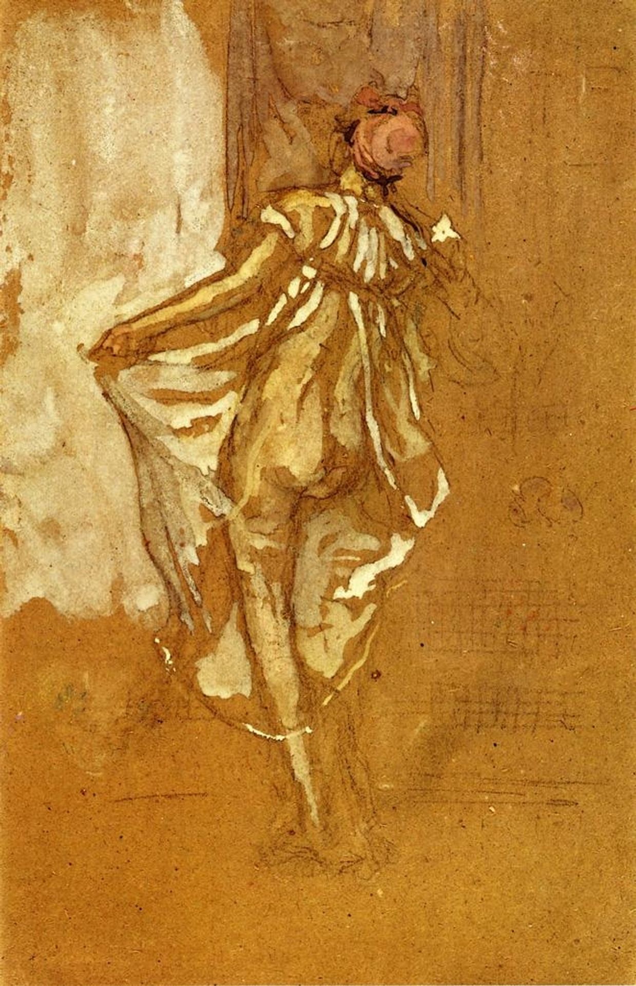 A Dancing Woman in a Pink Robe Seen from the Back by James Abbott McNeill Whistler