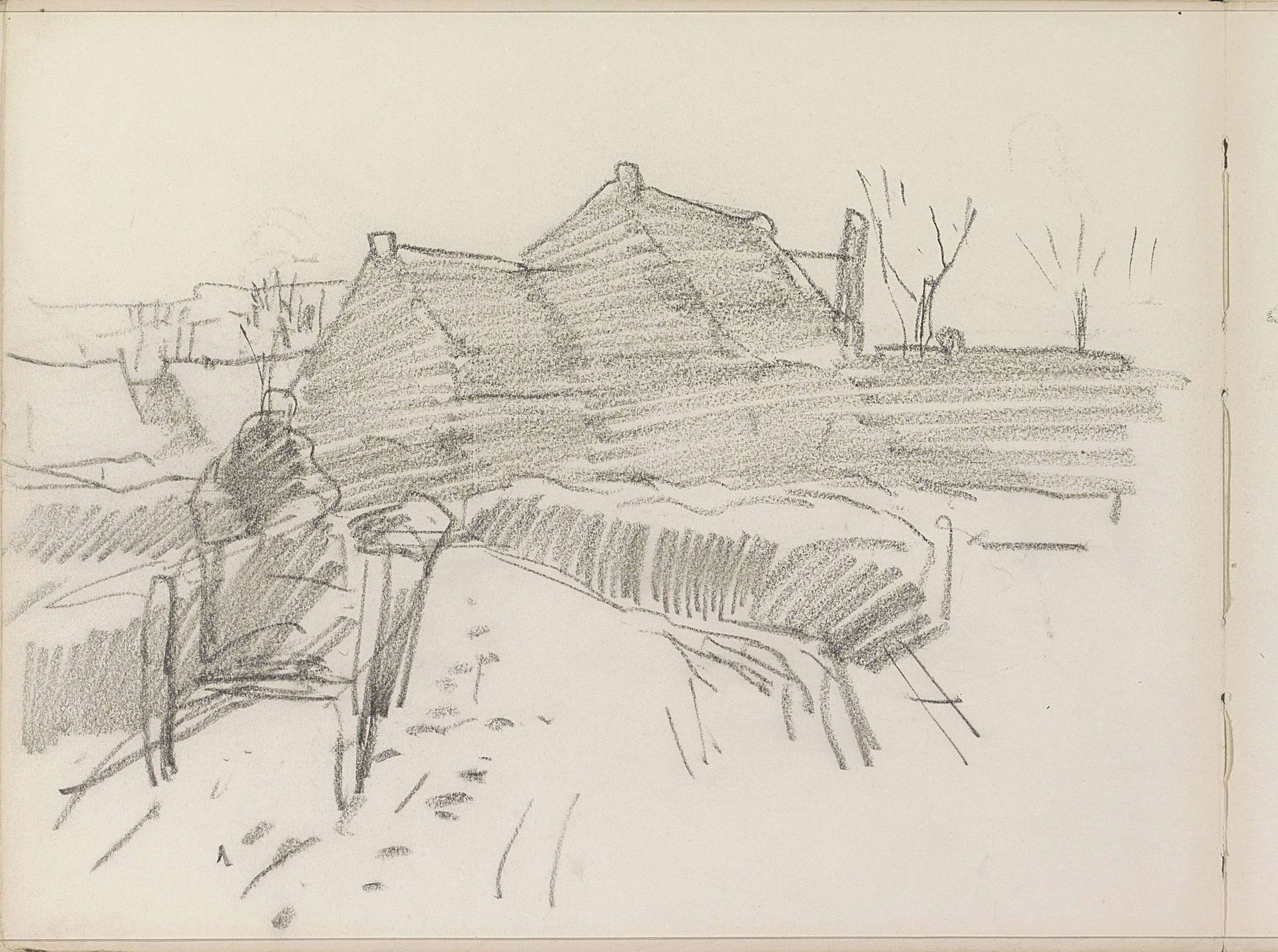 Pad naar een groep plattelandswoningen by Anton Mauve