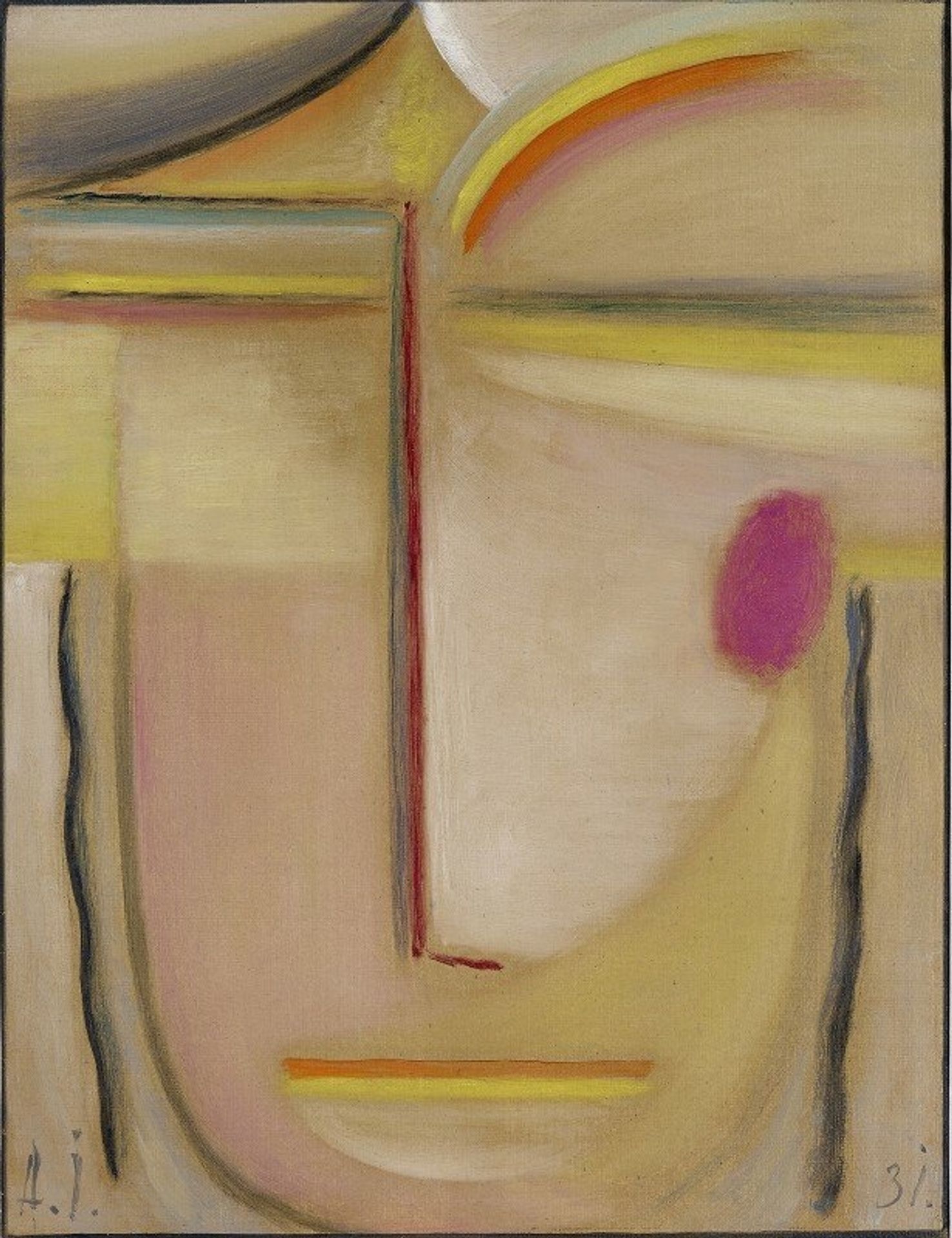 Abstract Head,Gold and Pink by Alexej von Jawlensky