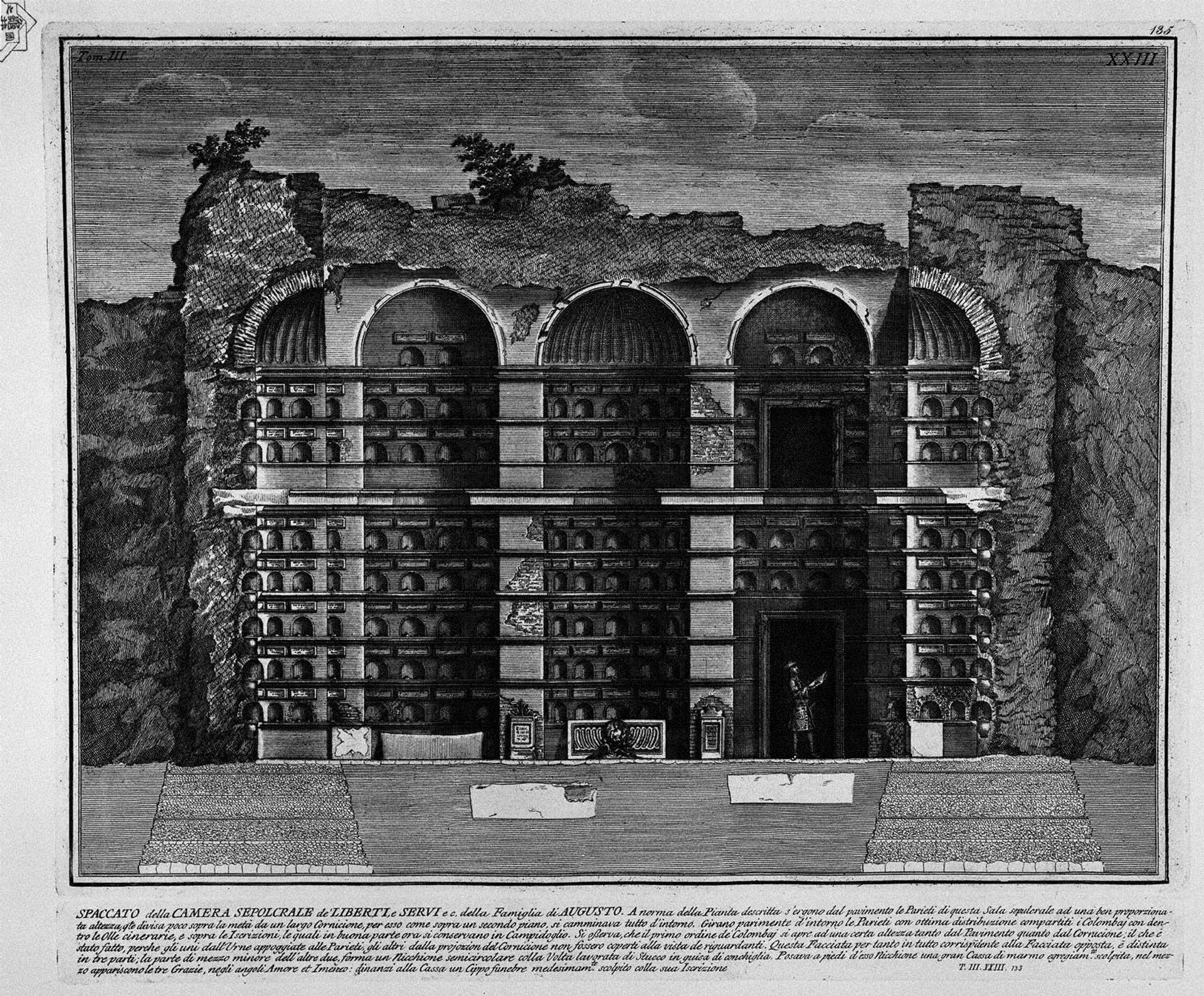 The Roman antiquities, t. 3, Plate XXIII. Cutaway view of the previous burial chambers. by Giovanni Battista Piranesi