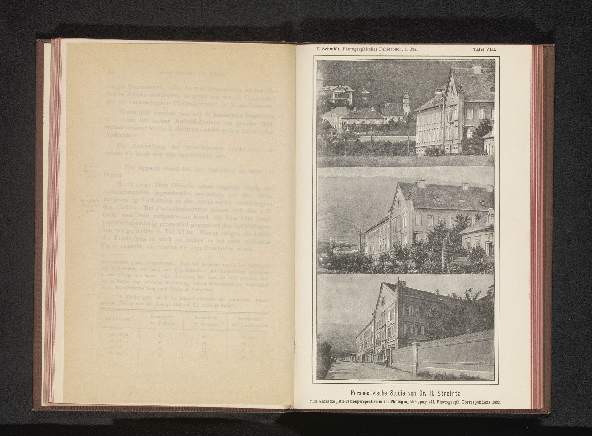 Drie voorbeelden van perspectivische studies by Heinrich Streintz