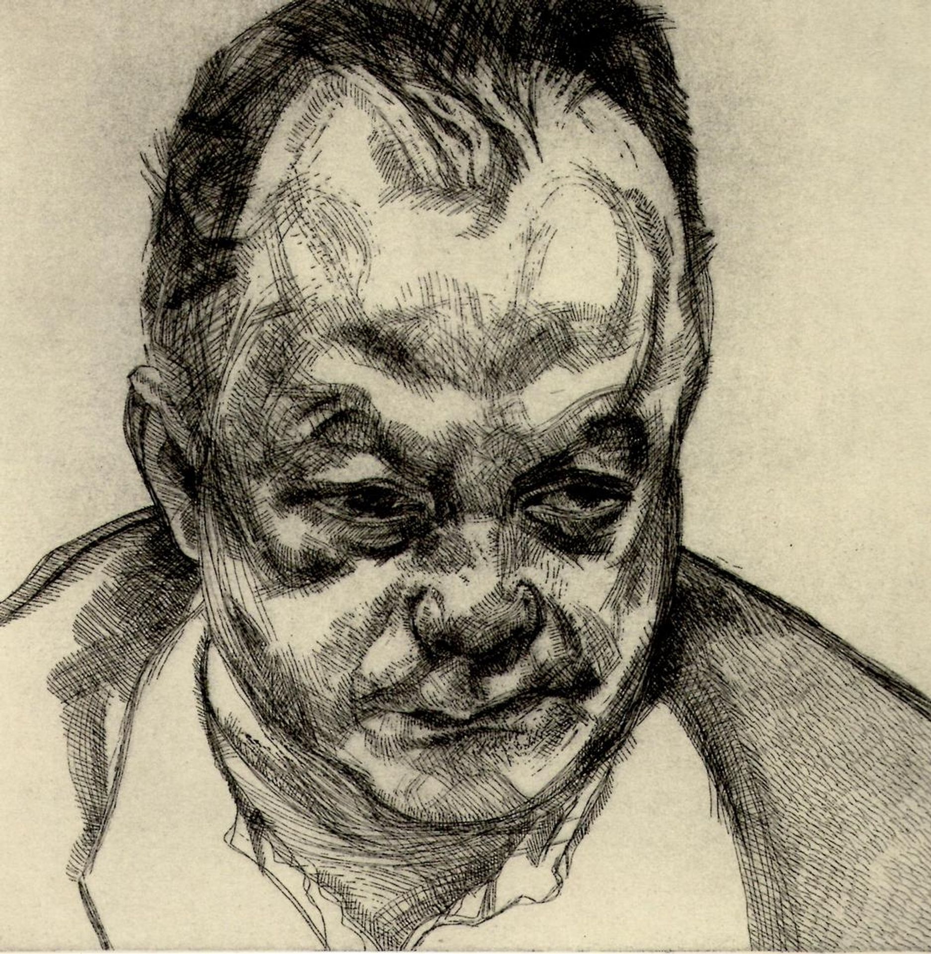 Head of Bruce Bernard by Lucian Freud