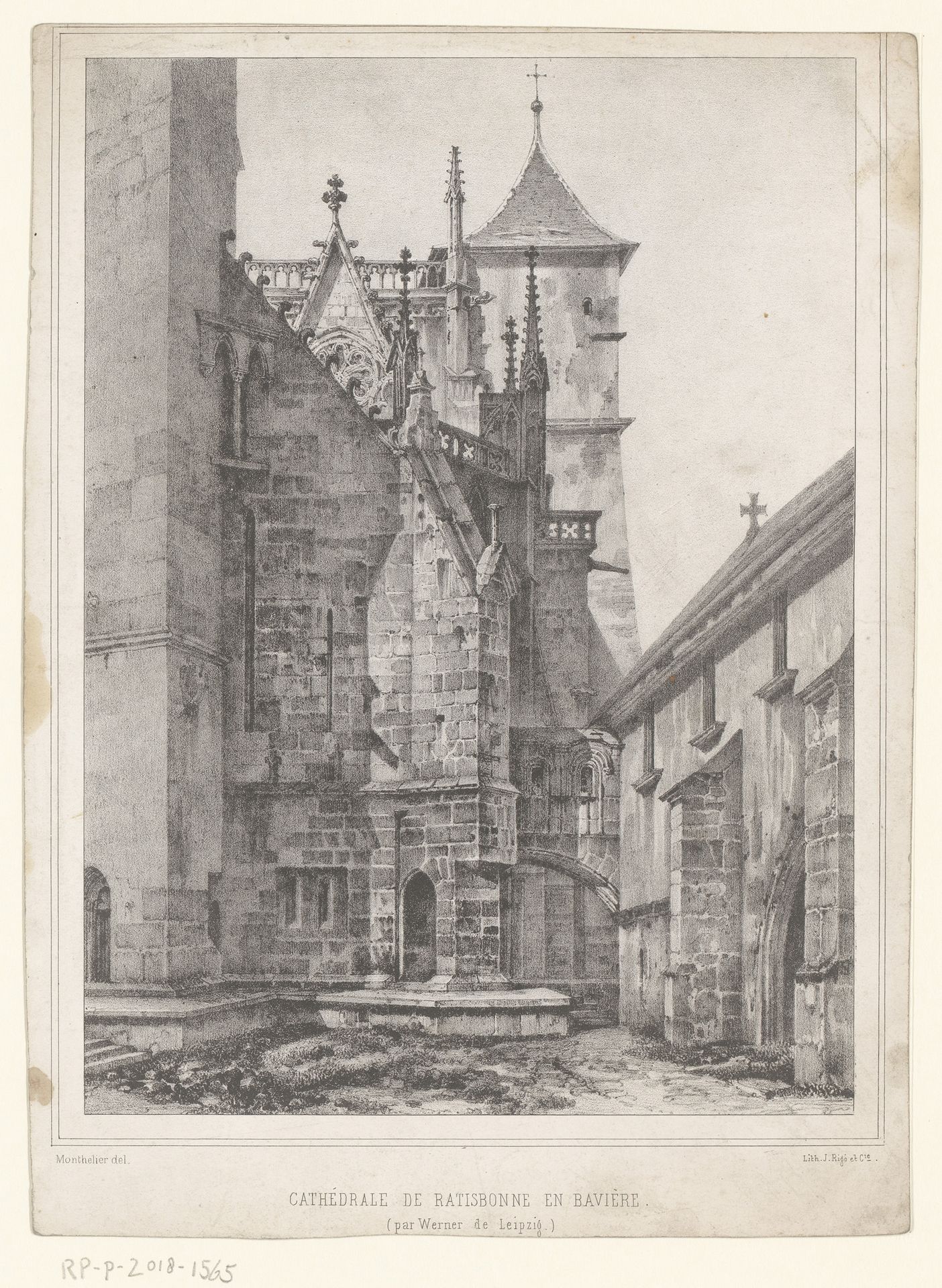 Gezicht op de Dom van Regensburg by Alexandre Jules Monthelier