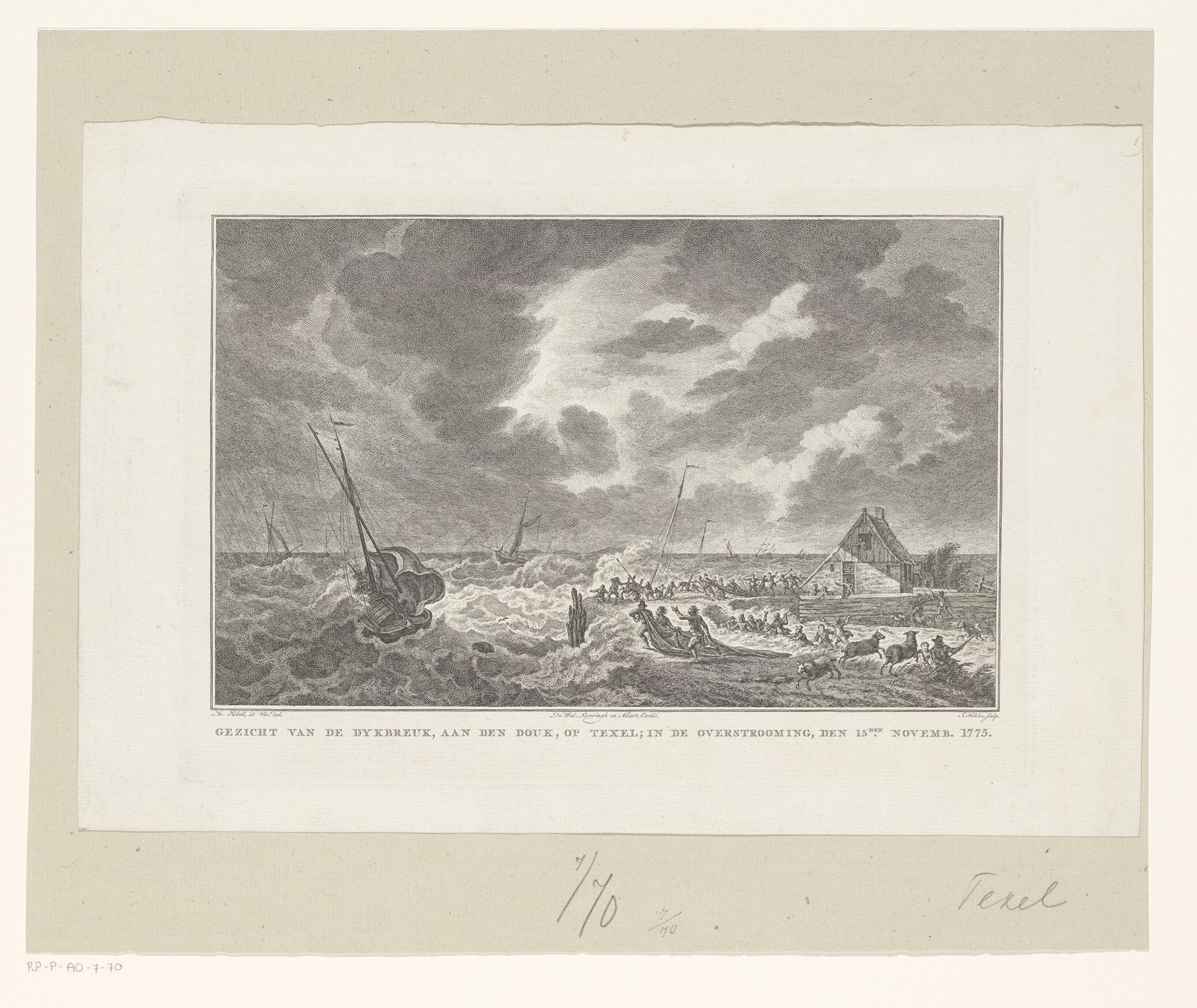 Dijkdoorbraak op Texel, 1775 by Simon Fokke