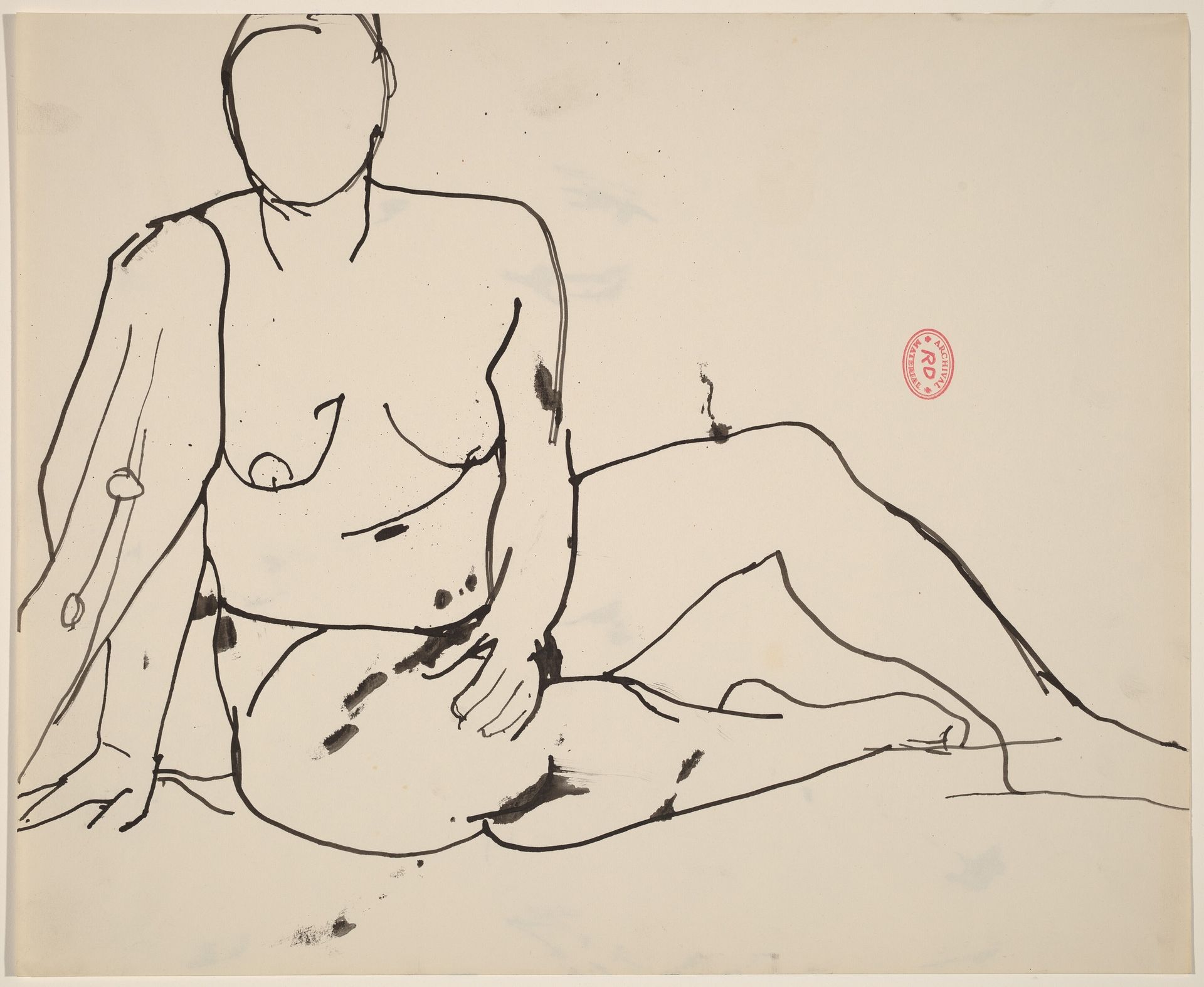 untitled [seated nude with her right shoulder draped] by Richard Diebenkorn