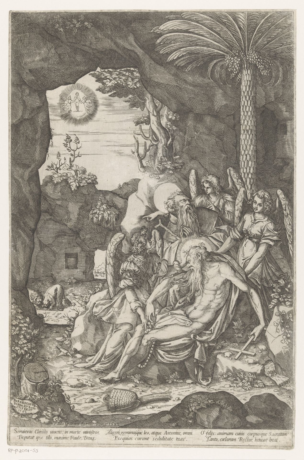 Antonius de Grote met het lichaam van Paulus de Kluizenaar by Bernardino Passeri