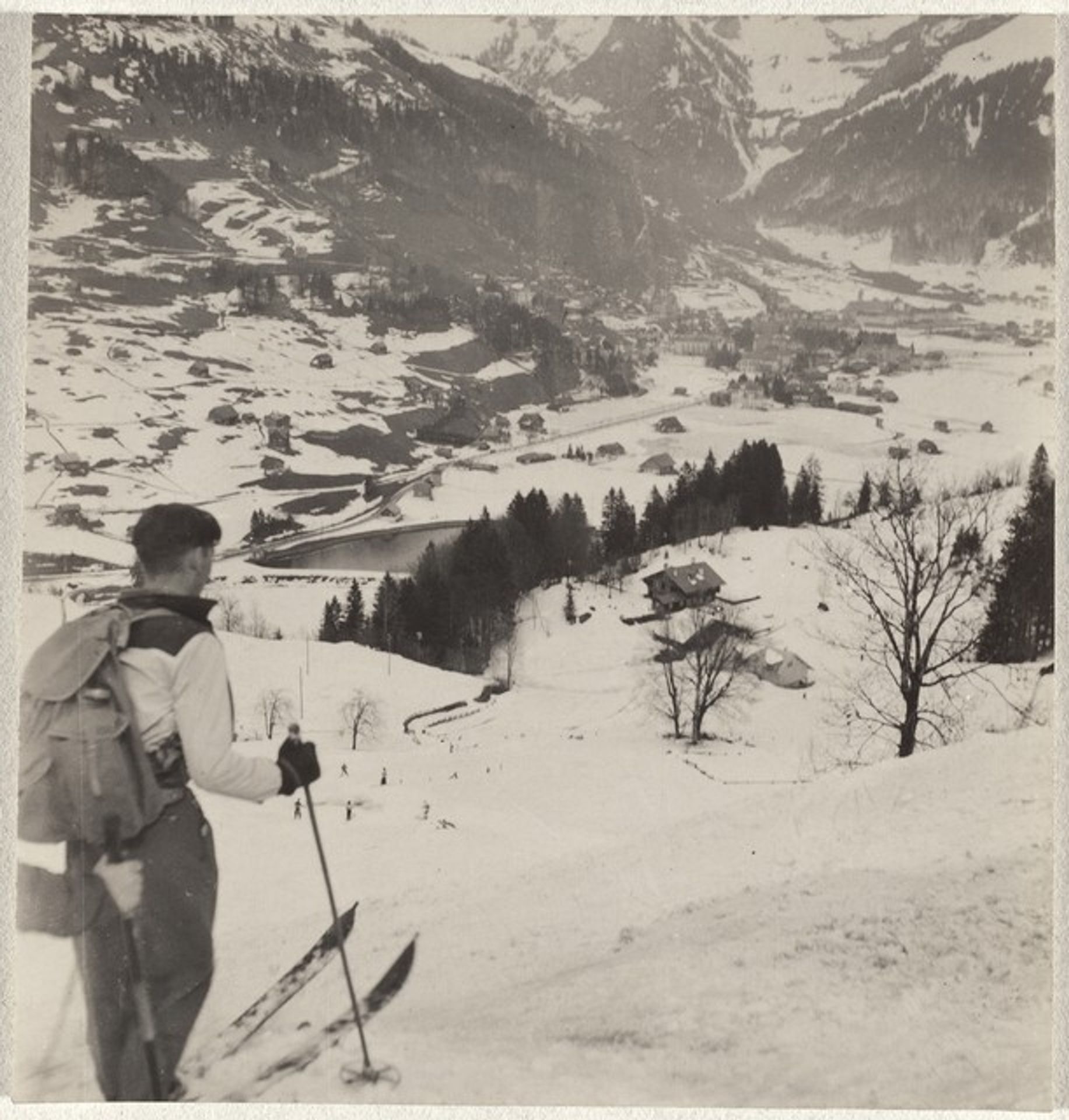 Skier overlooking valley--Sports by Robert Frank