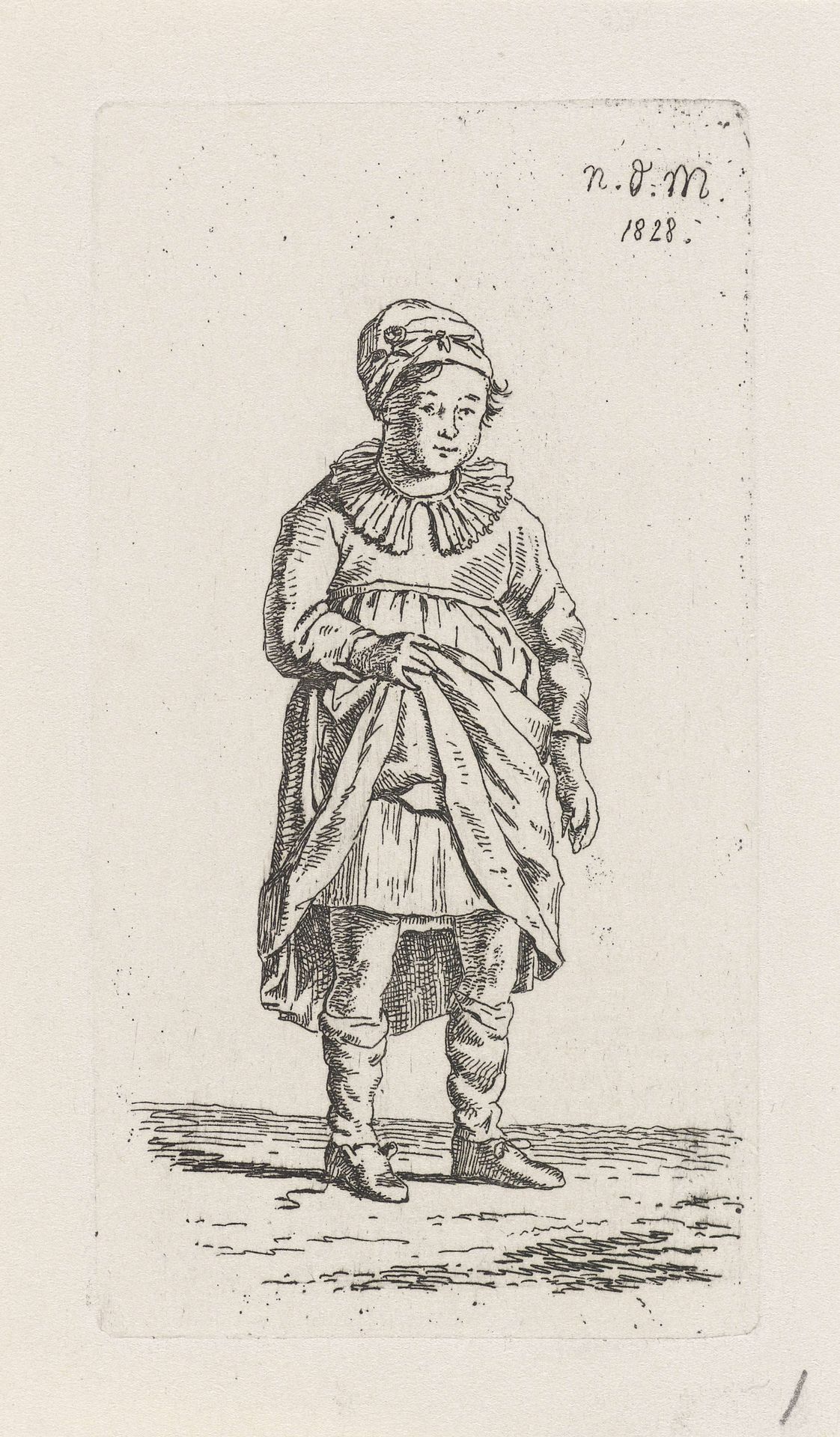 Meisje dat haar rok optilt by Anthonie Willem Hendrik Nolthenius de Man
