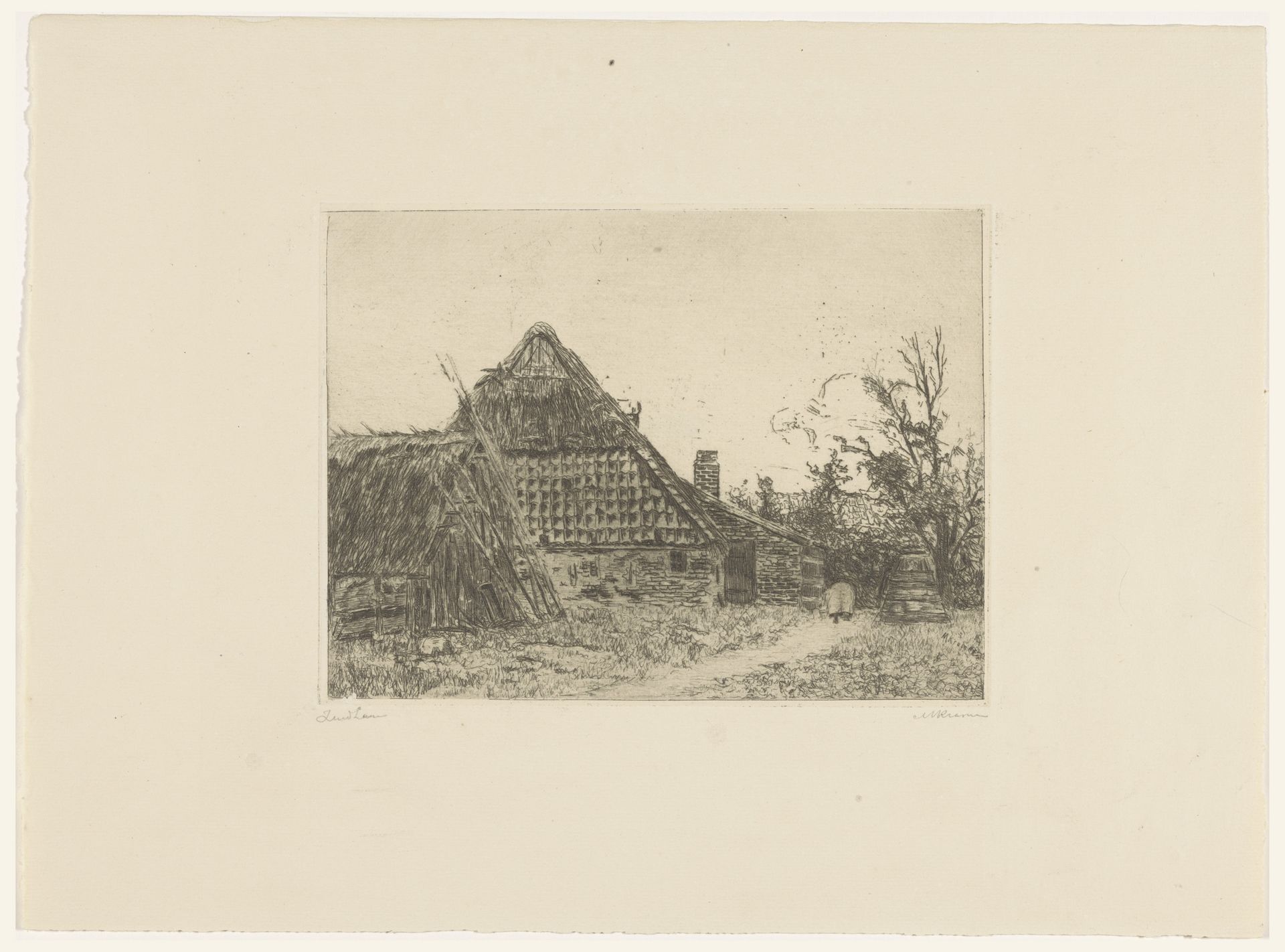Boerderij met schuur in Zuidlaren by Martinus Kramer
