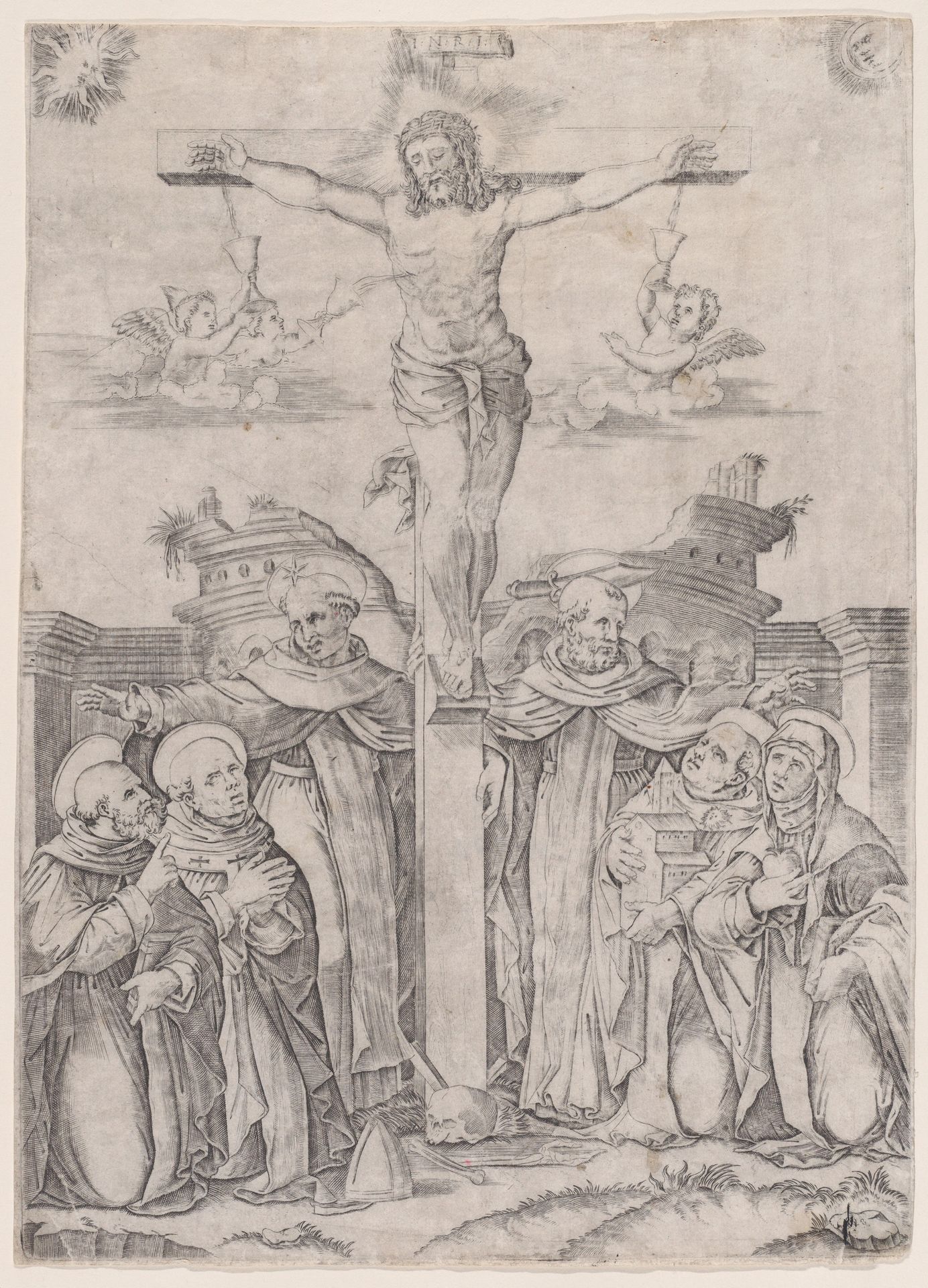 Saint Dominic and the Holy Saints of His Order with the Crucifix by Agostino Veneziano