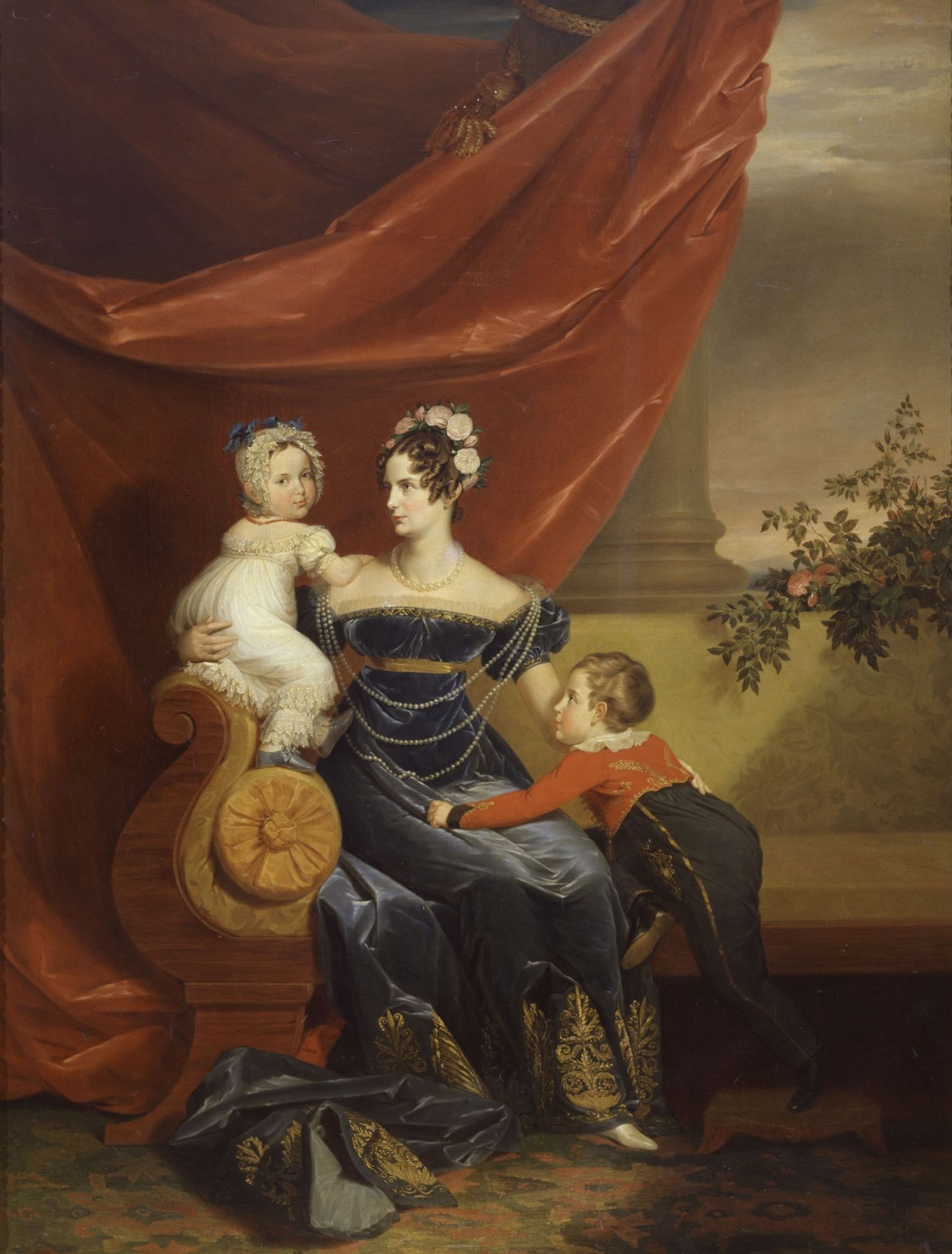 Portrait of Grand Duchess Alexandra Fedorovna with children by George Dawe