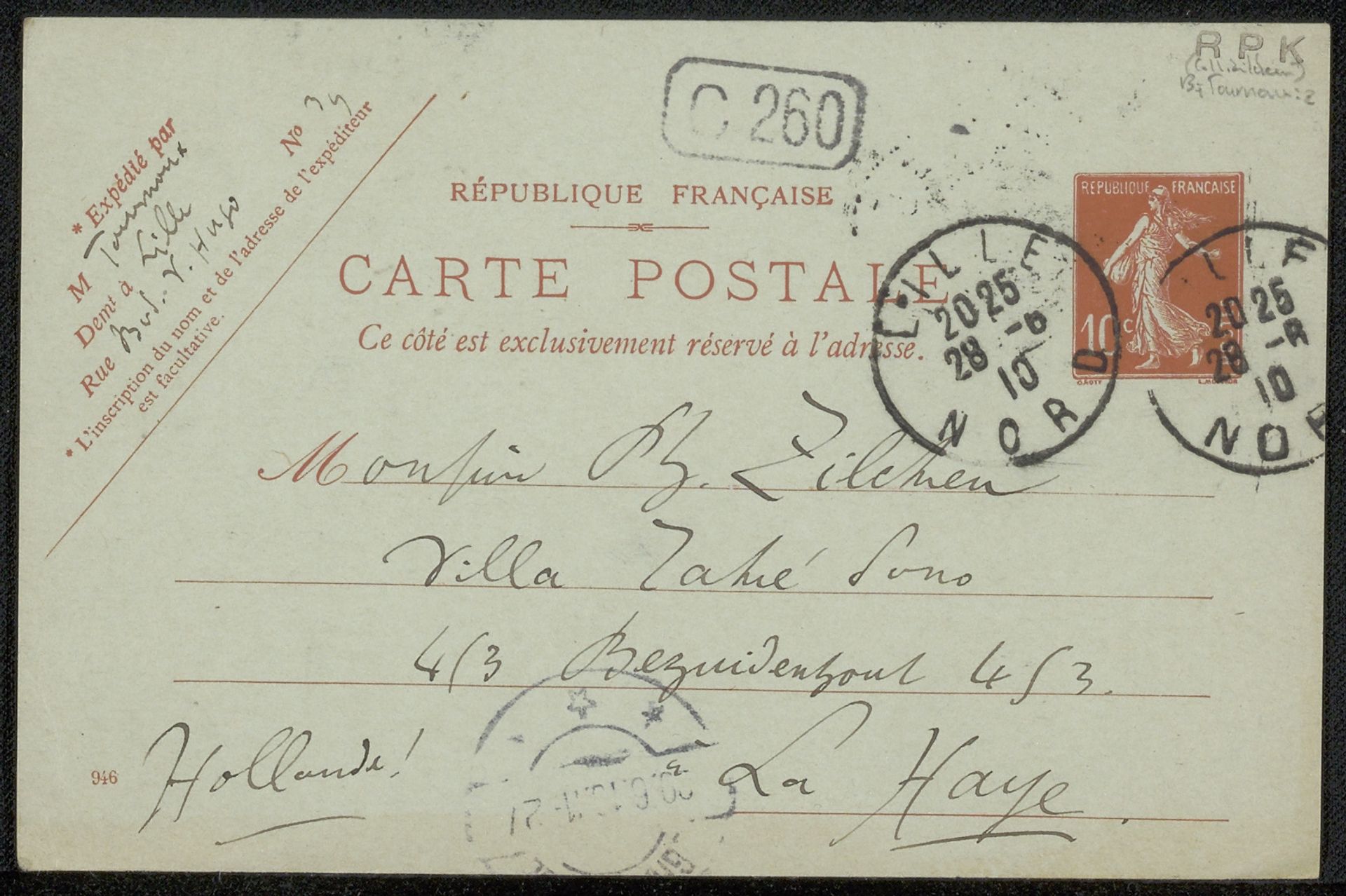 Briefkaart aan Philip Zilcken by Georges A. Tournoux