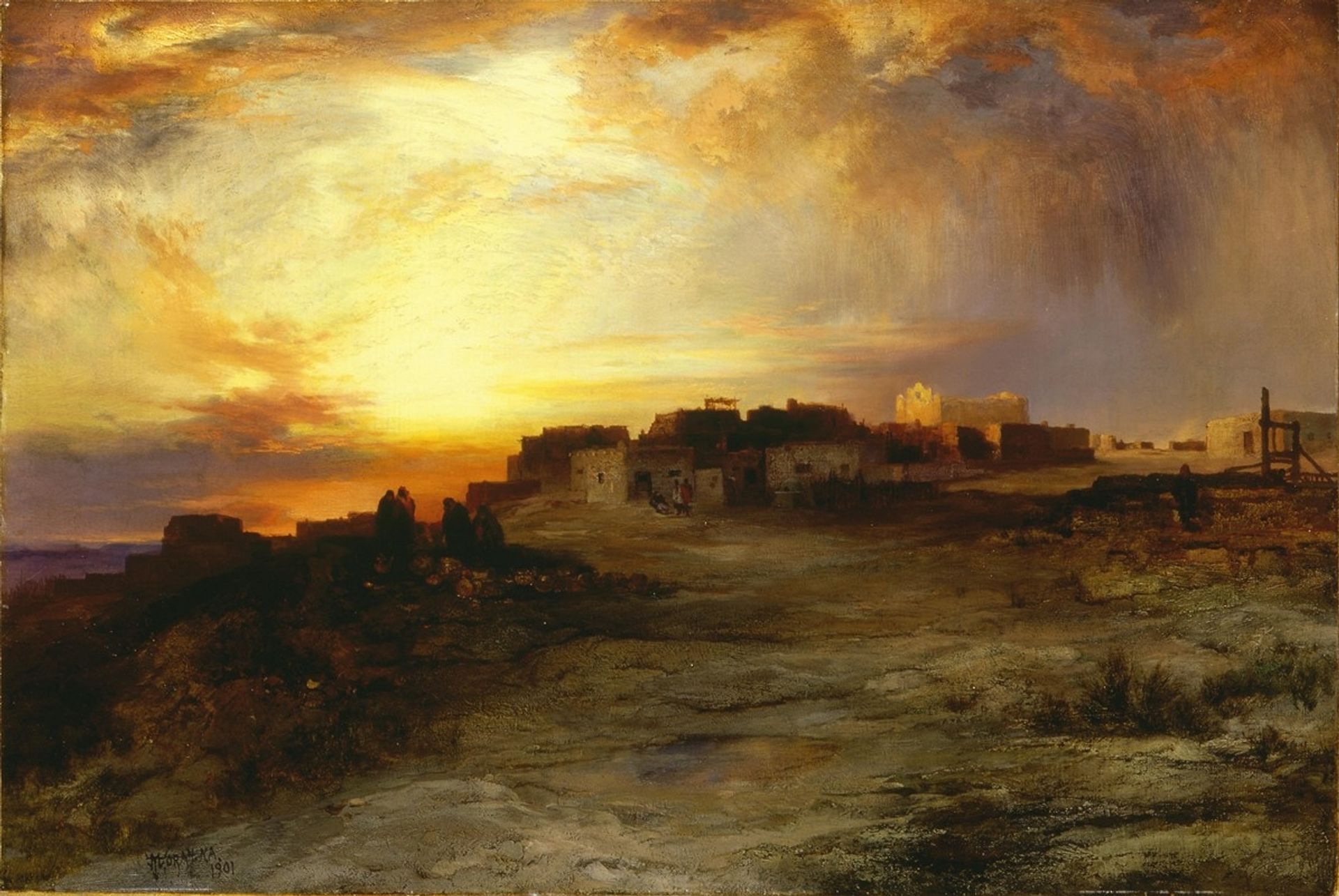 Pueblo at Sunset by Thomas Moran