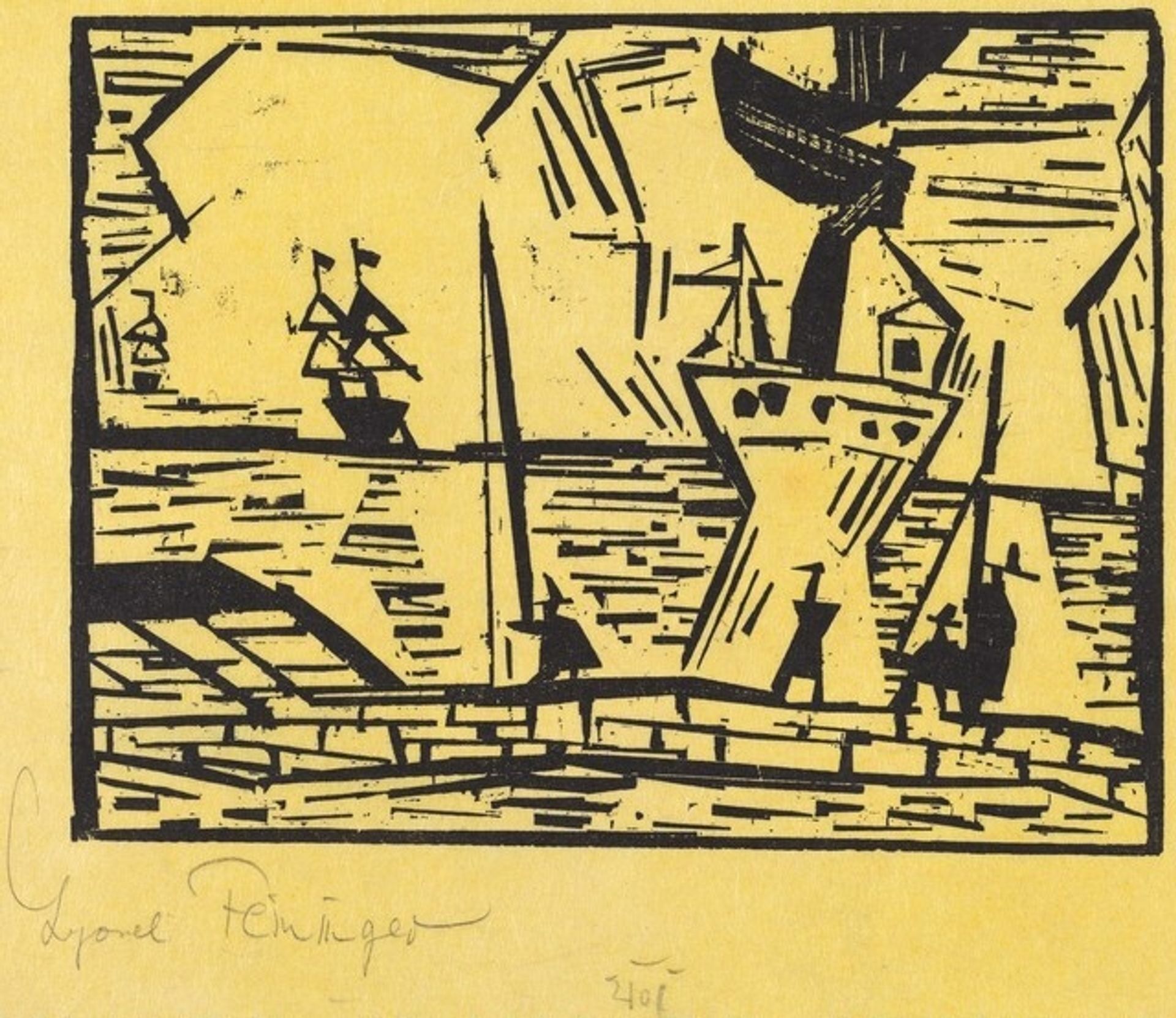 On the Quai (Auf der Quaimauer) by Lyonel Feininger