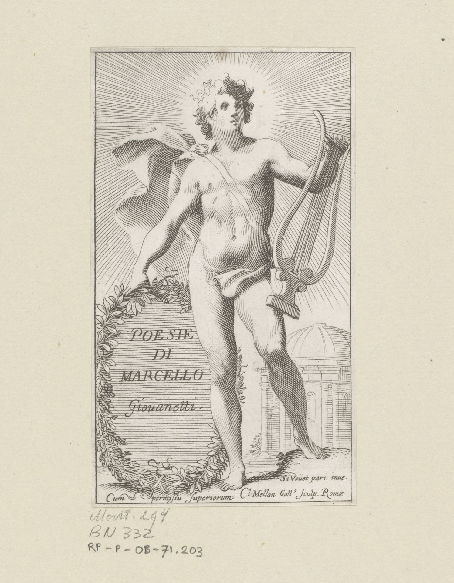 Apollo met lier by Claude Mellan