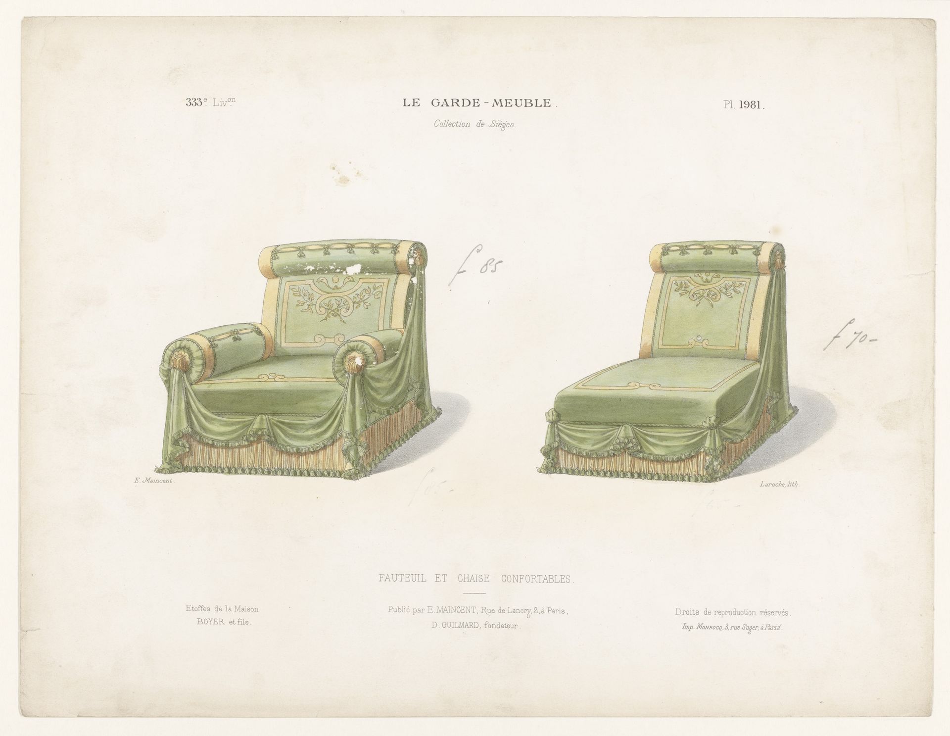 Fauteuil en stoel by Léon Laroche
