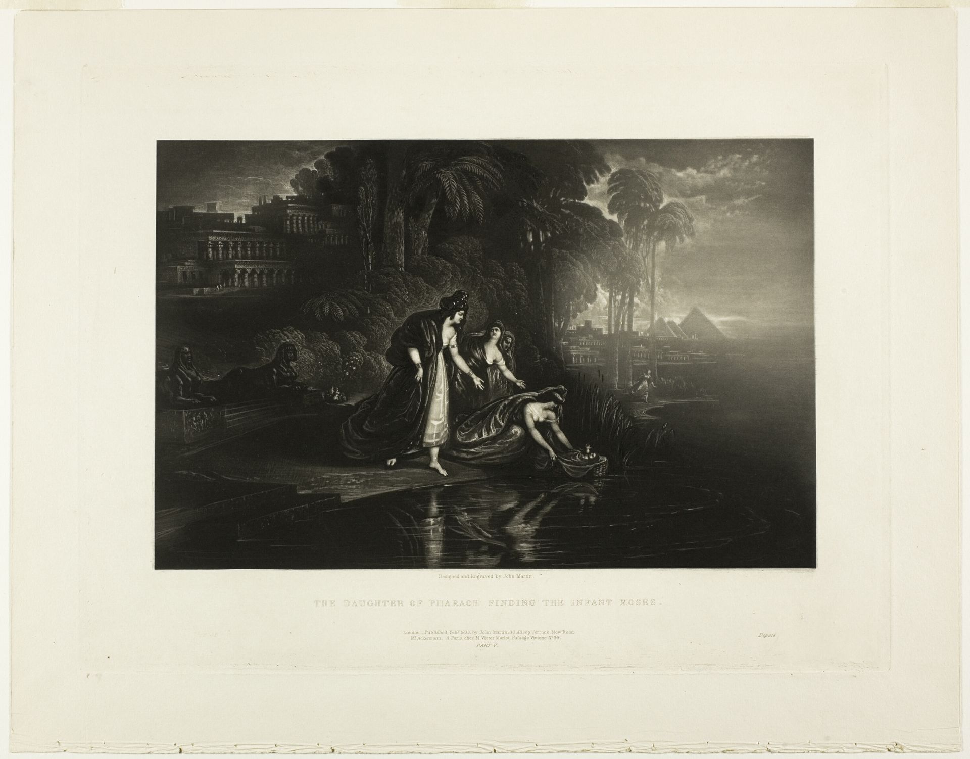 The Daughter of Pharoah Finding the Infant Moses, from Illustrations of the Bible by John Martin