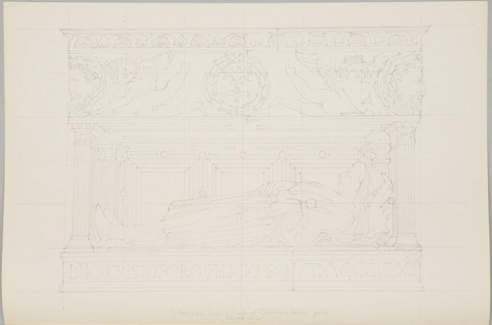 Monument to Cristoforo Felici, after Pietro da Cortona, S. Francesco, Siena, Italy by Kenneth John Conant