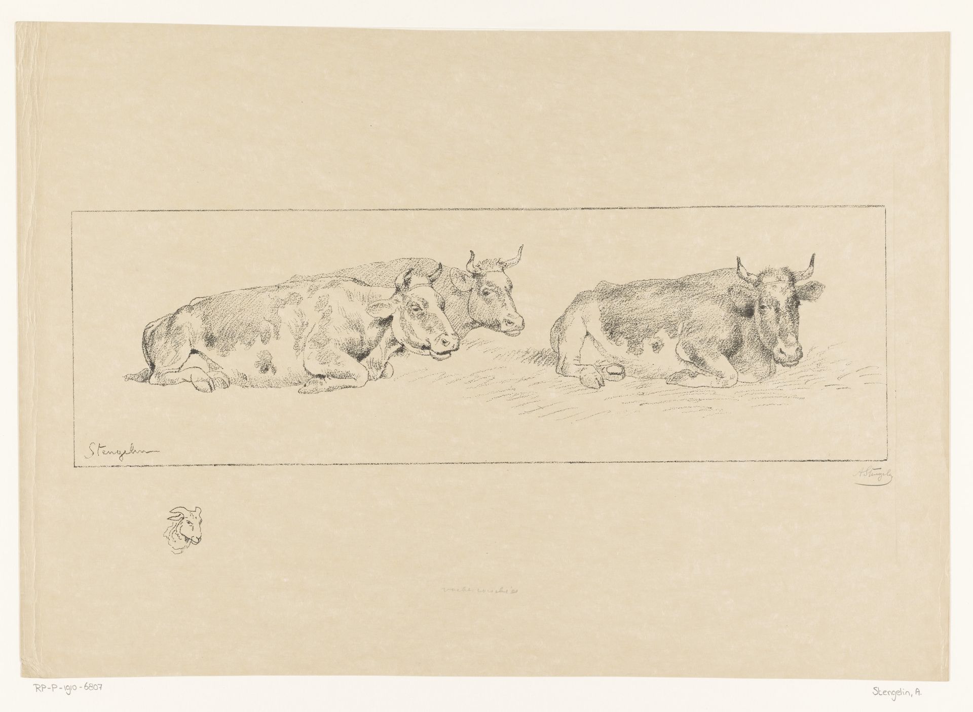 Drie liggende koeien by Alphonse Stengelin