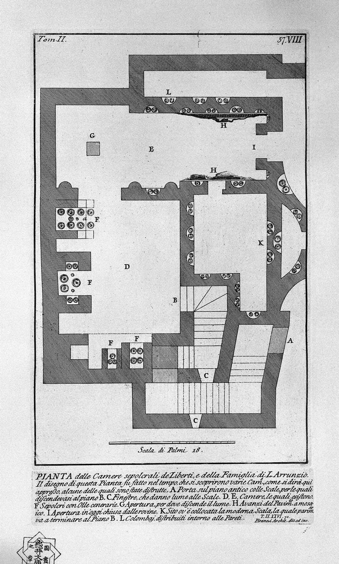 The Roman antiquities, t. 2, Plate VIII. Entry of the burial chamber of L. Liberti and Family Arrunzio. by Giovanni Battista Piranesi