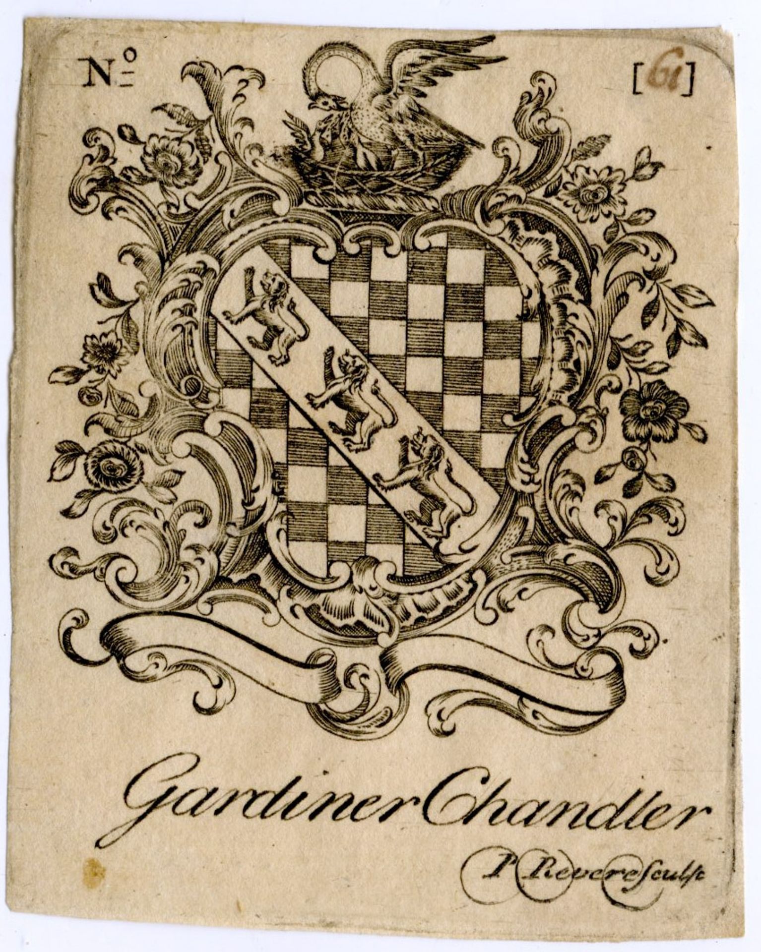 Gardiner Chandler Bookplate by Paul Revere