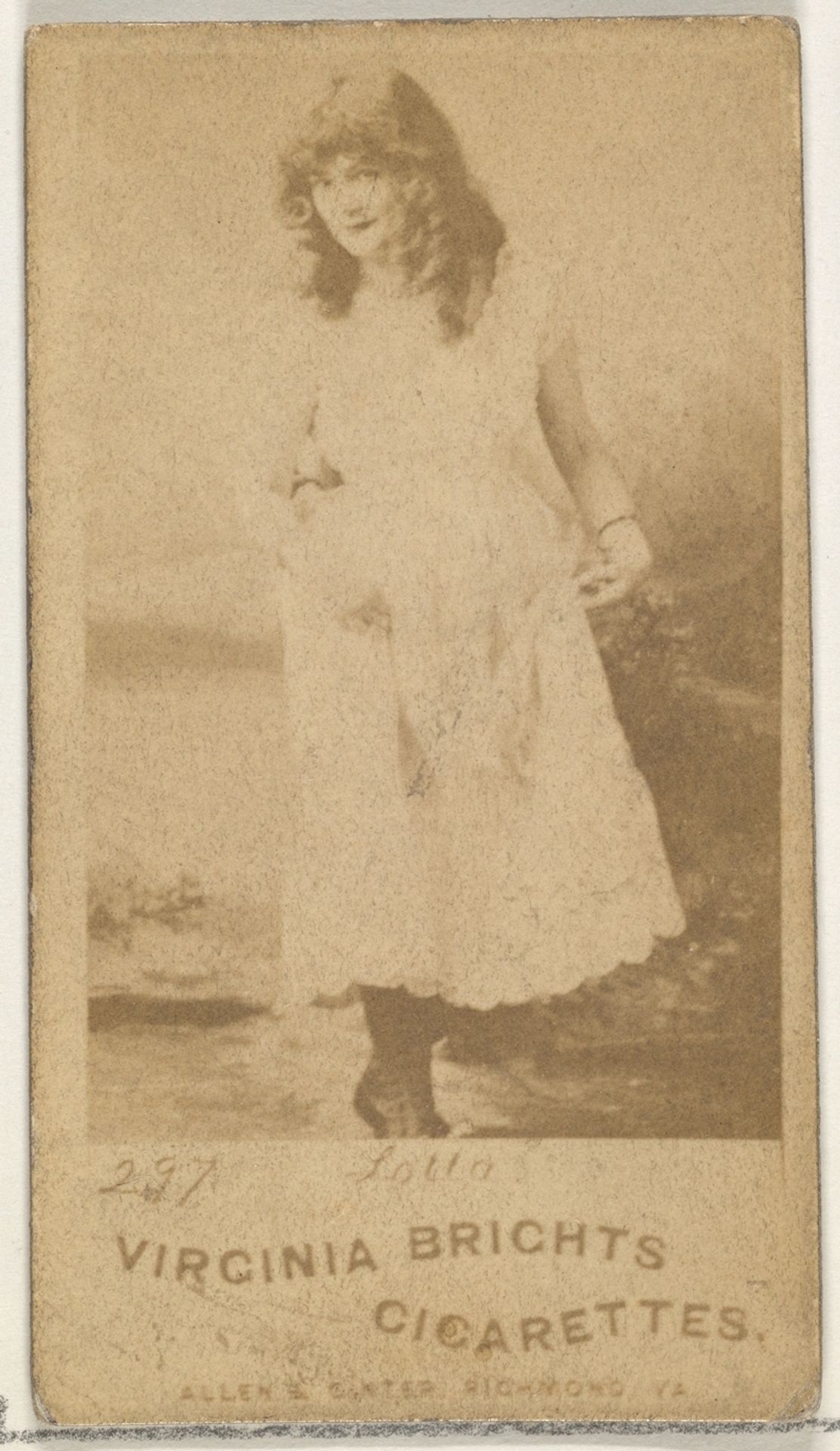 Card 297, Lotta, from the Actors and Actresses series (N45, Type 1) for Virginia Brights Cigarettes by Allen & Ginter