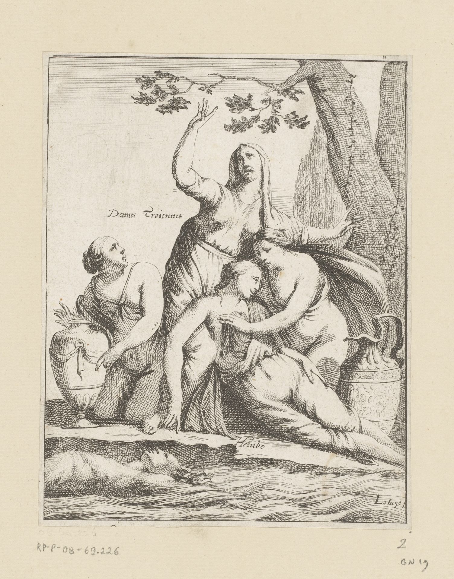 Hekabe met drie Trojaanse vrouwen by Georges Le Juge