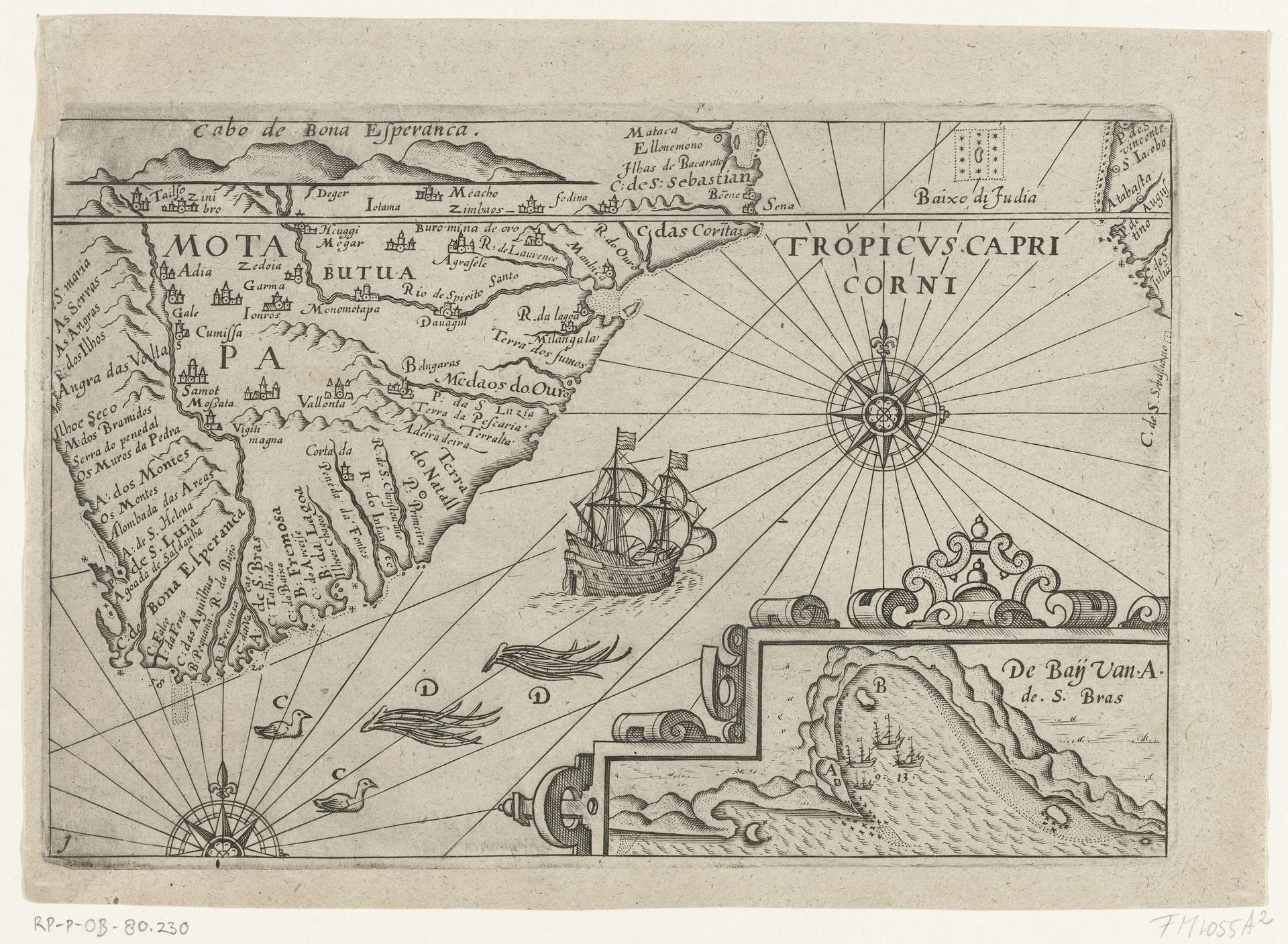 Kaartje van Kaap de Goede Hoop, 1595 by Anonymous